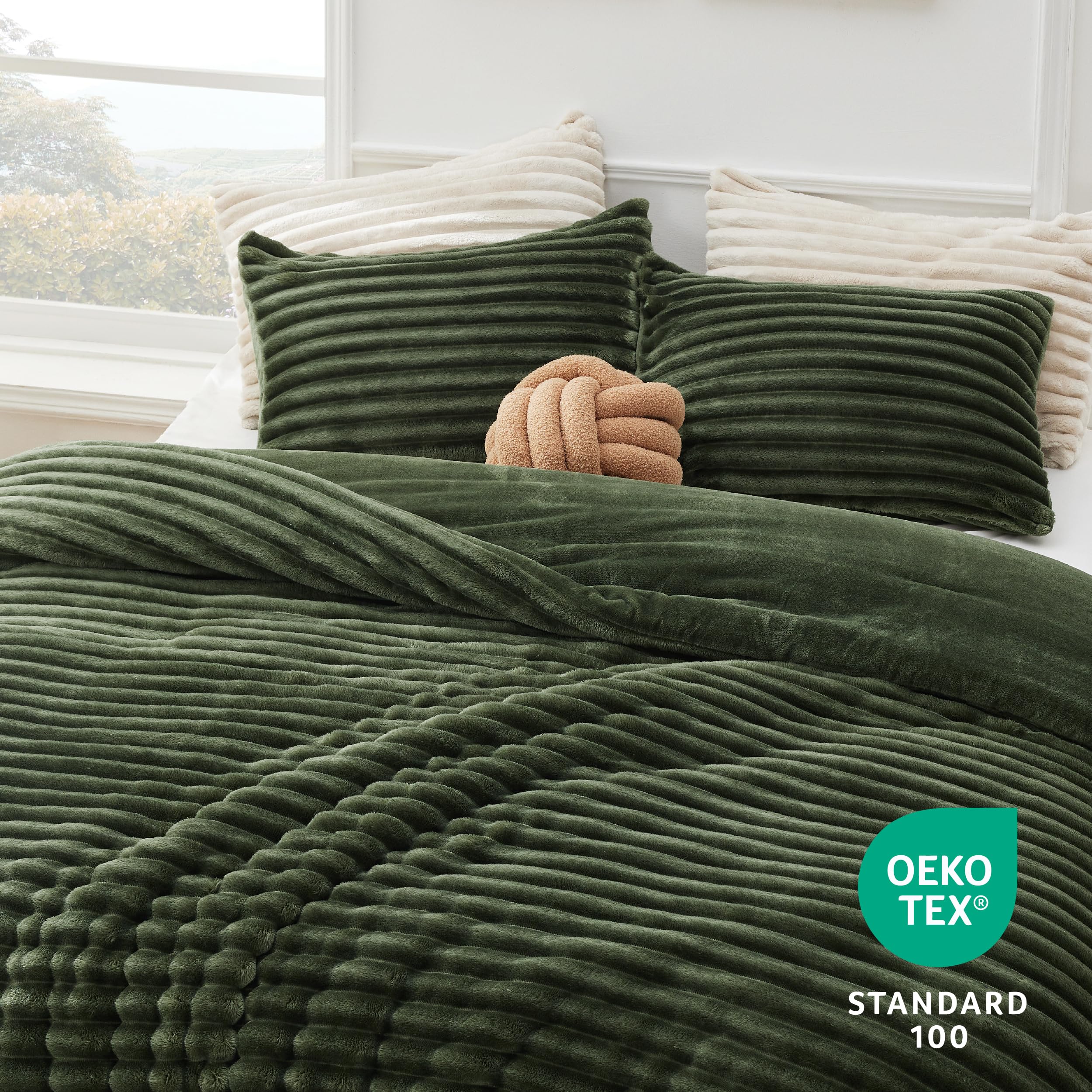 Foto 5 | Juego De Edredón Bedsure Fluffy King Size, Color Verde Oliva, 3 Piezas - Venta Internacional.