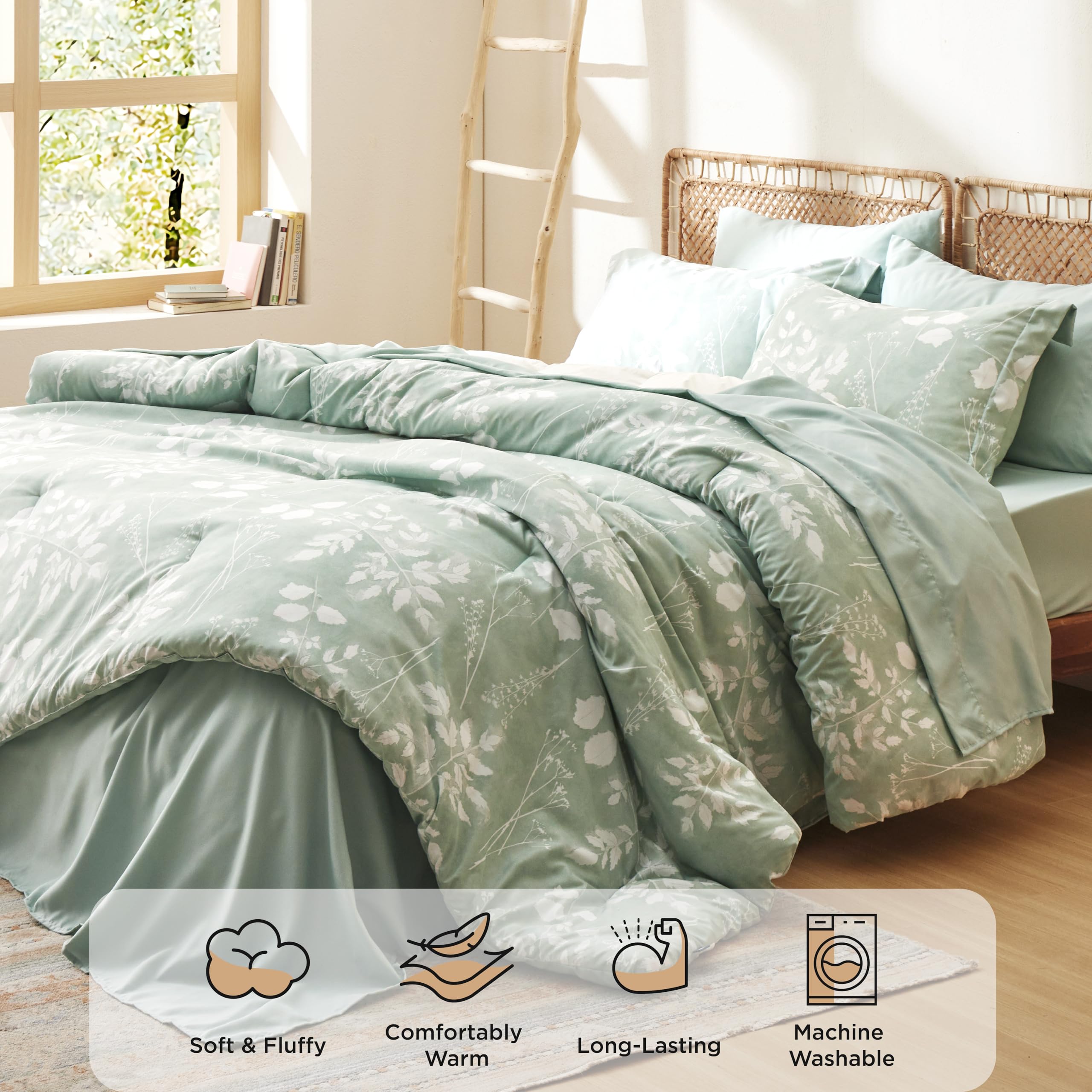 Foto 4 pulgar | Juego de Edredón Bedsure King Size 7 Piezas con Estampado Floral Verde -Venta Internacional