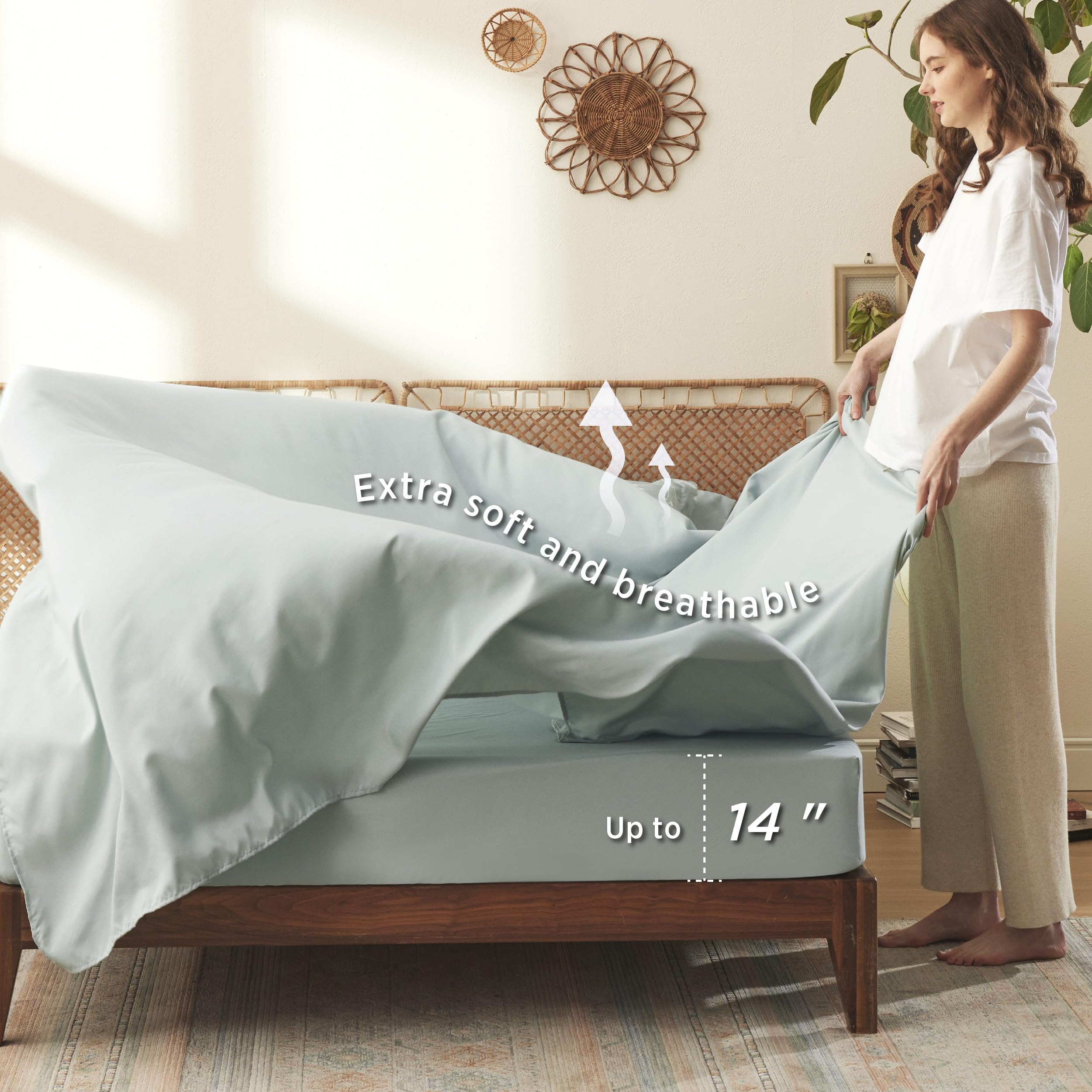 Foto 5 | Juego de Edredón Bedsure King Size 7 Piezas con Estampado Floral Verde -Venta Internacional