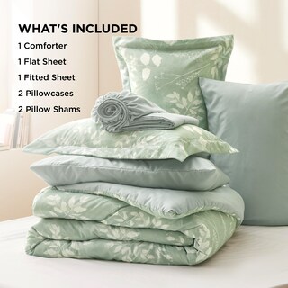 Foto 7 | Juego de Edredón Bedsure King Size 7 Piezas con Estampado Floral Verde -Venta Internacional
