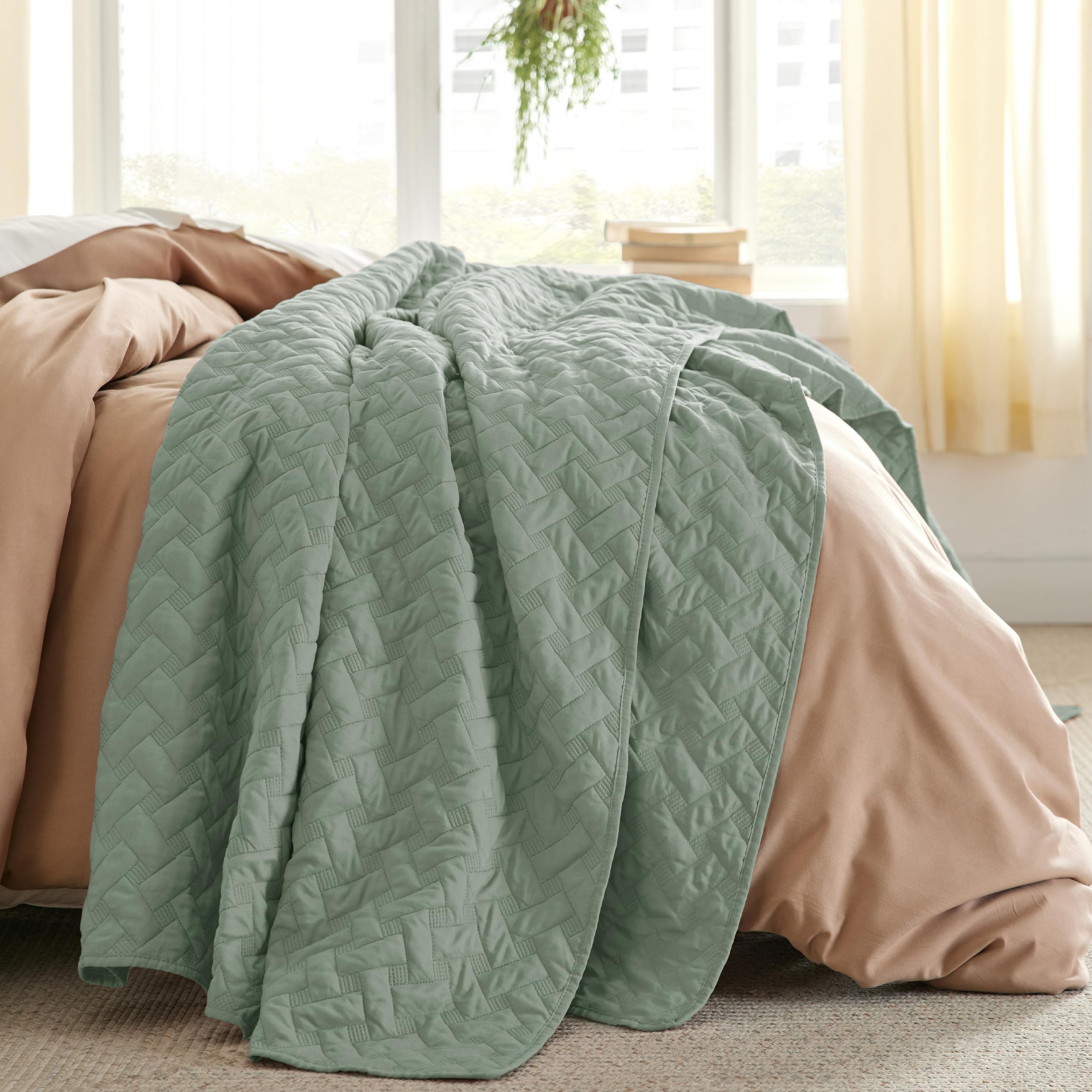 Foto 3 pulgar | Colchas Ligeras Quilt Bedsure Queen Size Verde Salvia - Venta Internacional