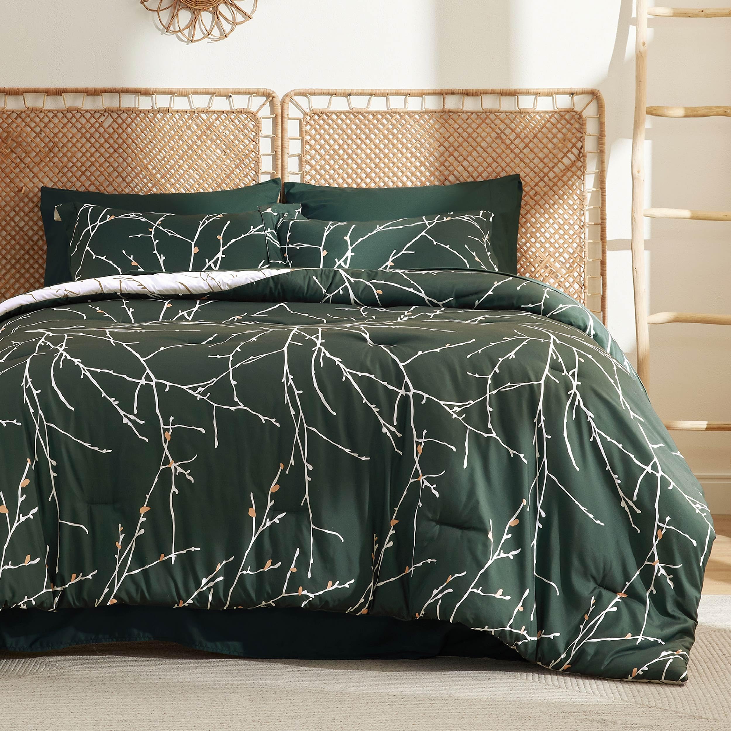 Juego de Edredón Bedsure Queen Floral Green 7 Piezas - Venta Internacional