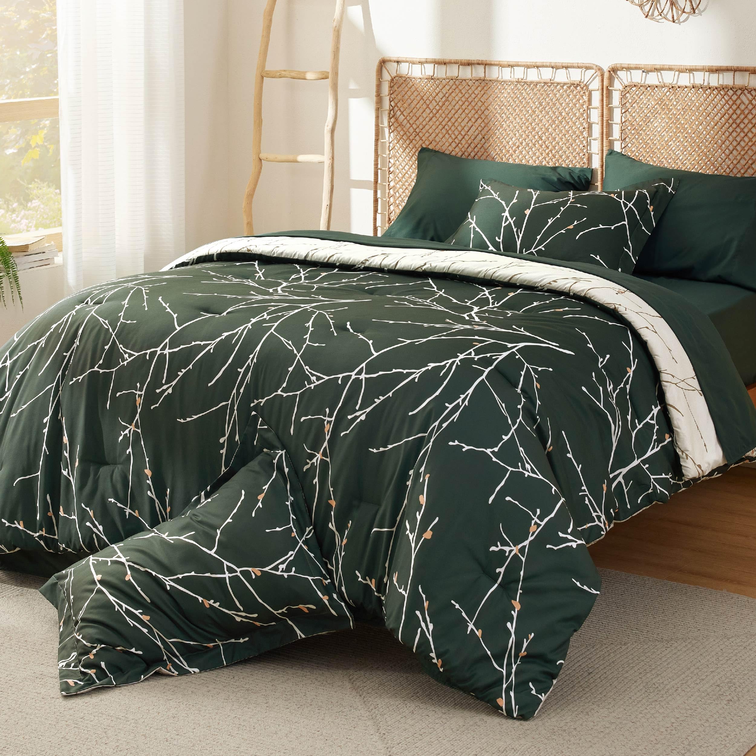 Foto 2 | Juego de Edredón Bedsure Queen Floral Green 7 Piezas - Venta Internacional