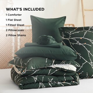 Foto 7 | Juego de Edredón Bedsure Queen Floral Green 7 Piezas - Venta Internacional