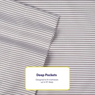 Foto 5 | Juego De Sábanas Sweet Home Collection Queen Stripe, 6 Piezas, Gris - Venta Internacional.