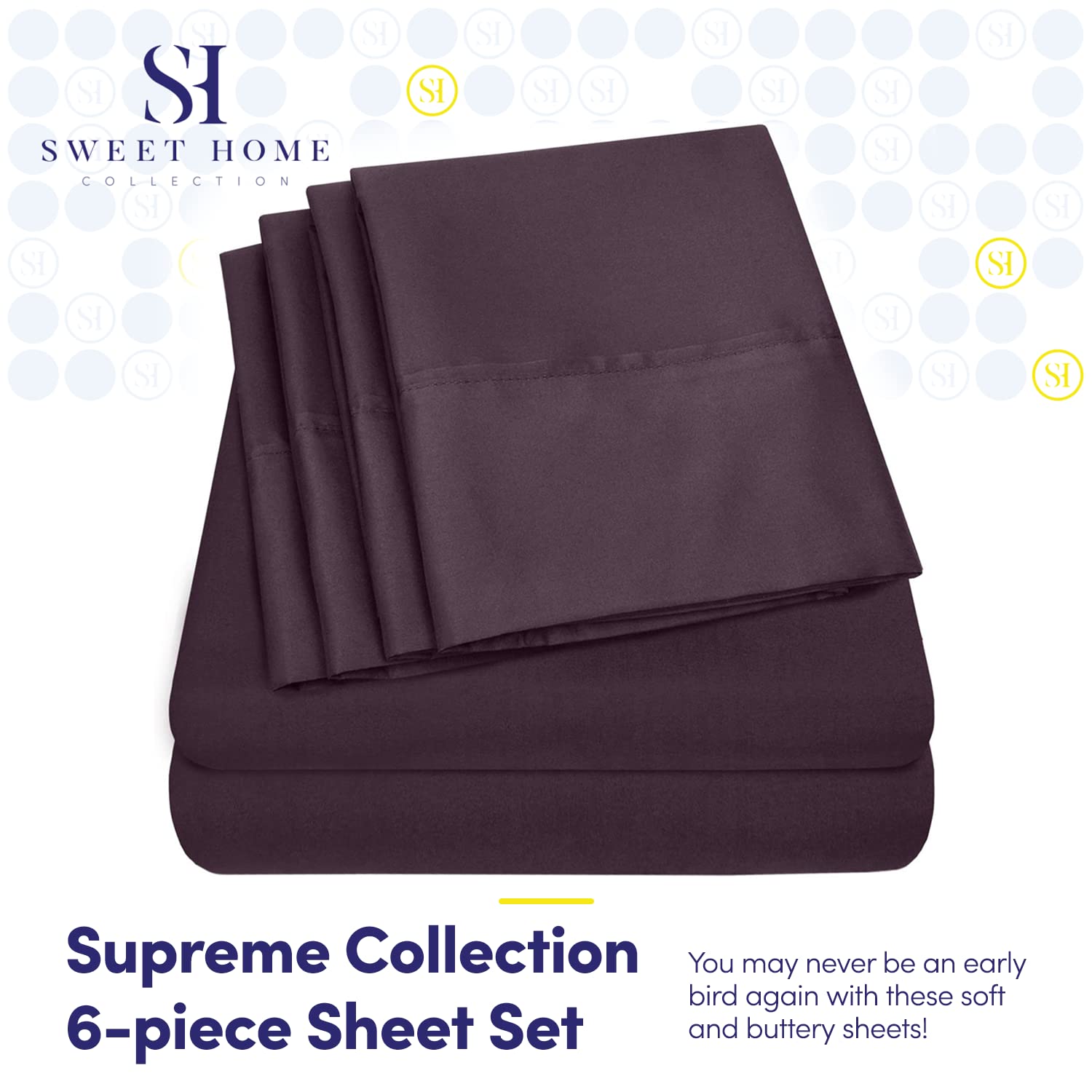 Foto 3 pulgar | Juego De Sábanas Sweet Home Collection 1500 Supreme Purple Rv Short Queen - Venta Internacional.