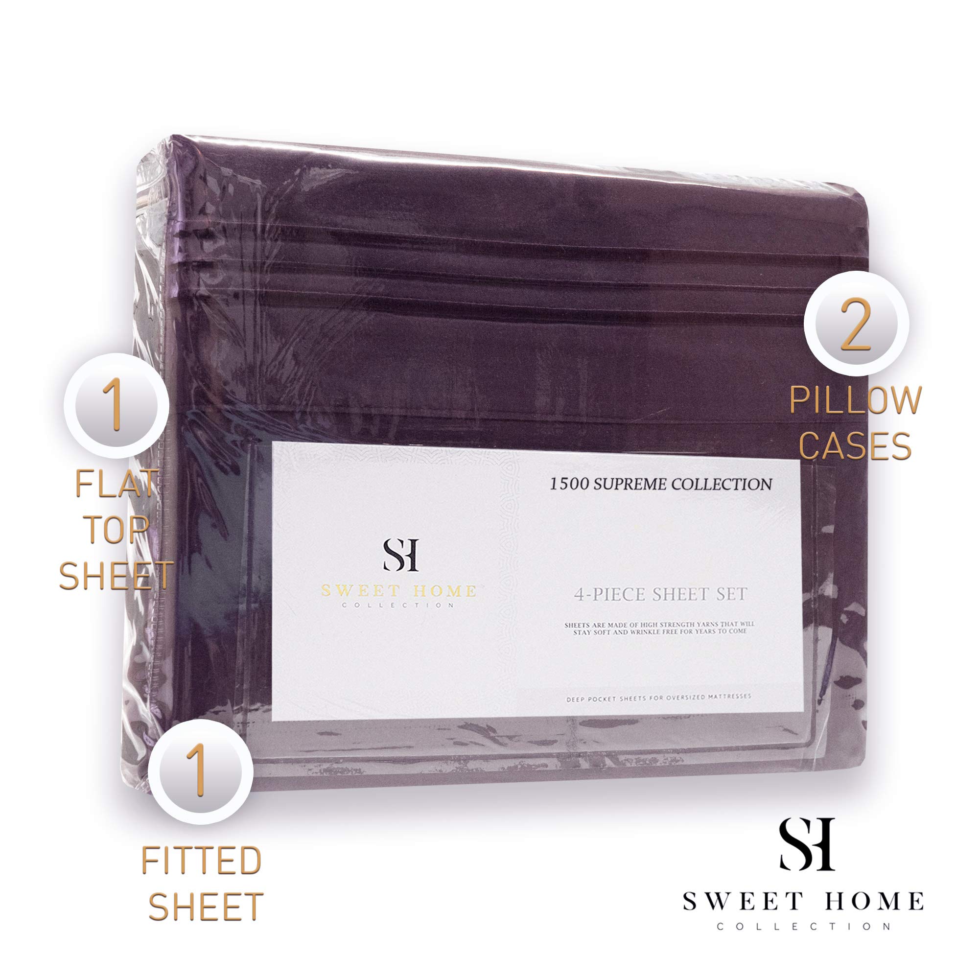 Foto 5 | Juego De Sábanas Sweet Home Collection 1500 Supreme Full Purple - Venta Internacional.