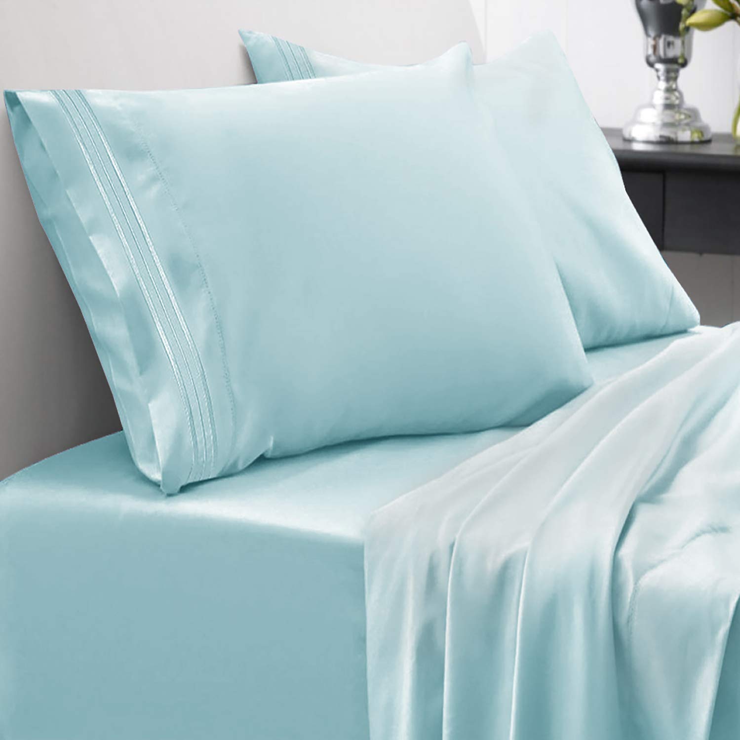 Juego De Sábanas Sweet Home Collection 1800 Supreme Twin, Color Azul Claro - Venta Internacional.