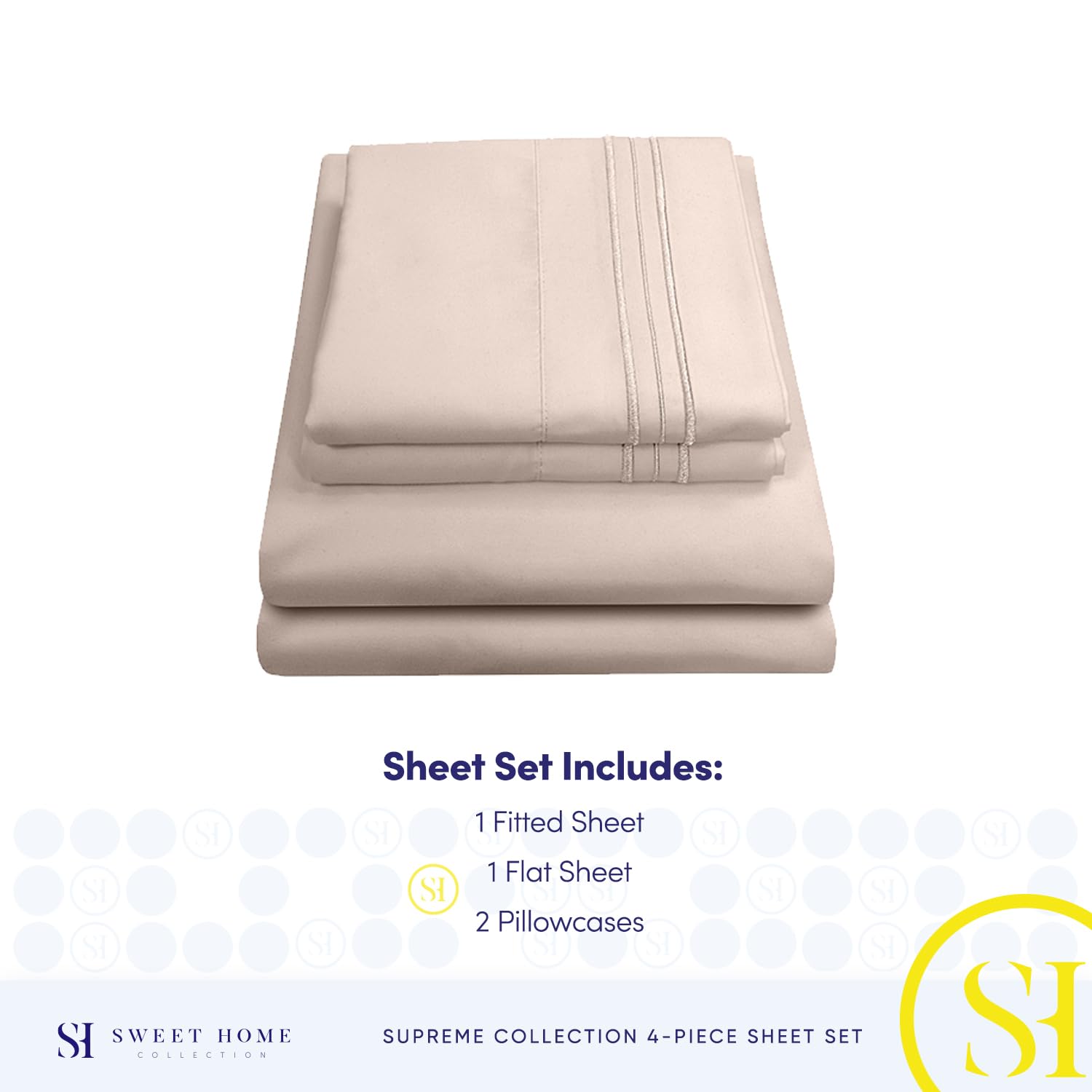 Foto 5 pulgar | Sábanas Sweet Home Collection Supreme King Beige - Venta Internacional.