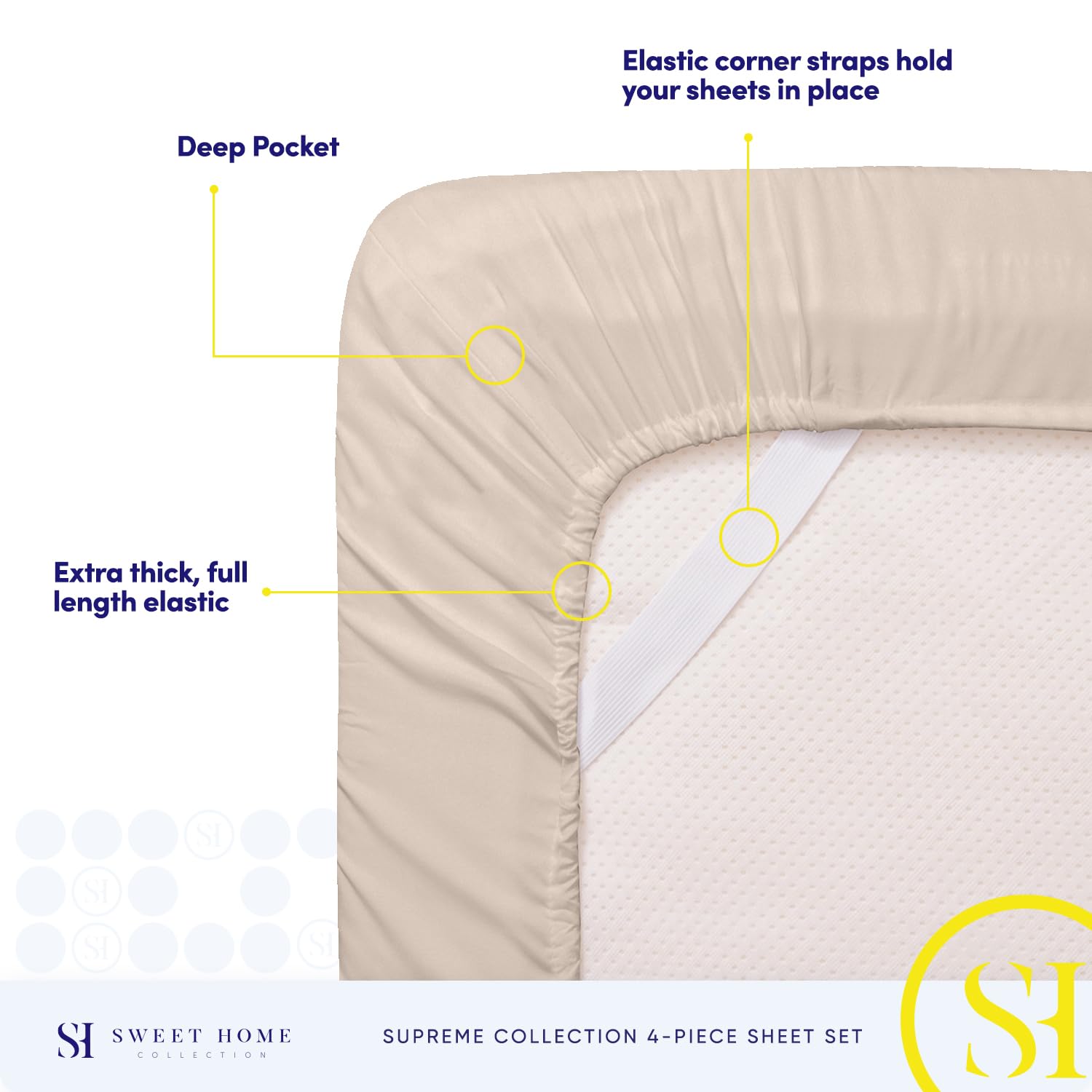 Foto 6 pulgar | Sábanas Sweet Home Collection Supreme King Beige - Venta Internacional.