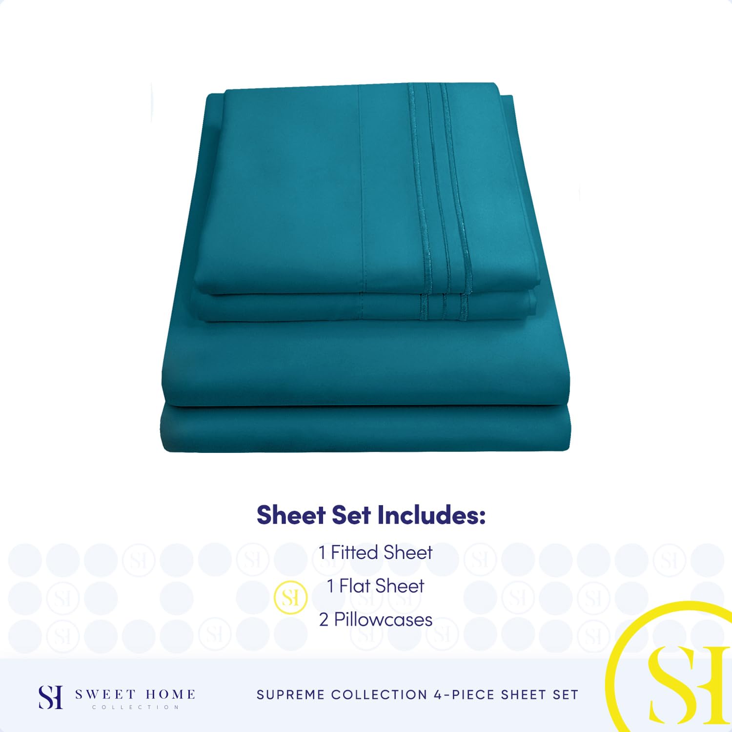 Foto 5 pulgar | Sábanas Sweet Home Collection Supreme Queen, Color Verde Azulado - Venta Internacional.