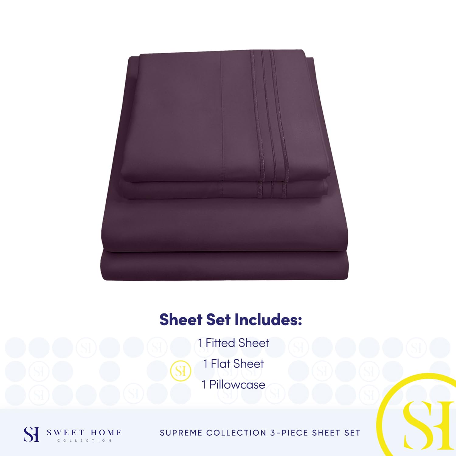 Foto 5 pulgar | Juego De Sábanas Sweet Home Collection 1800 Supreme Twin Purple - Venta Internacional.