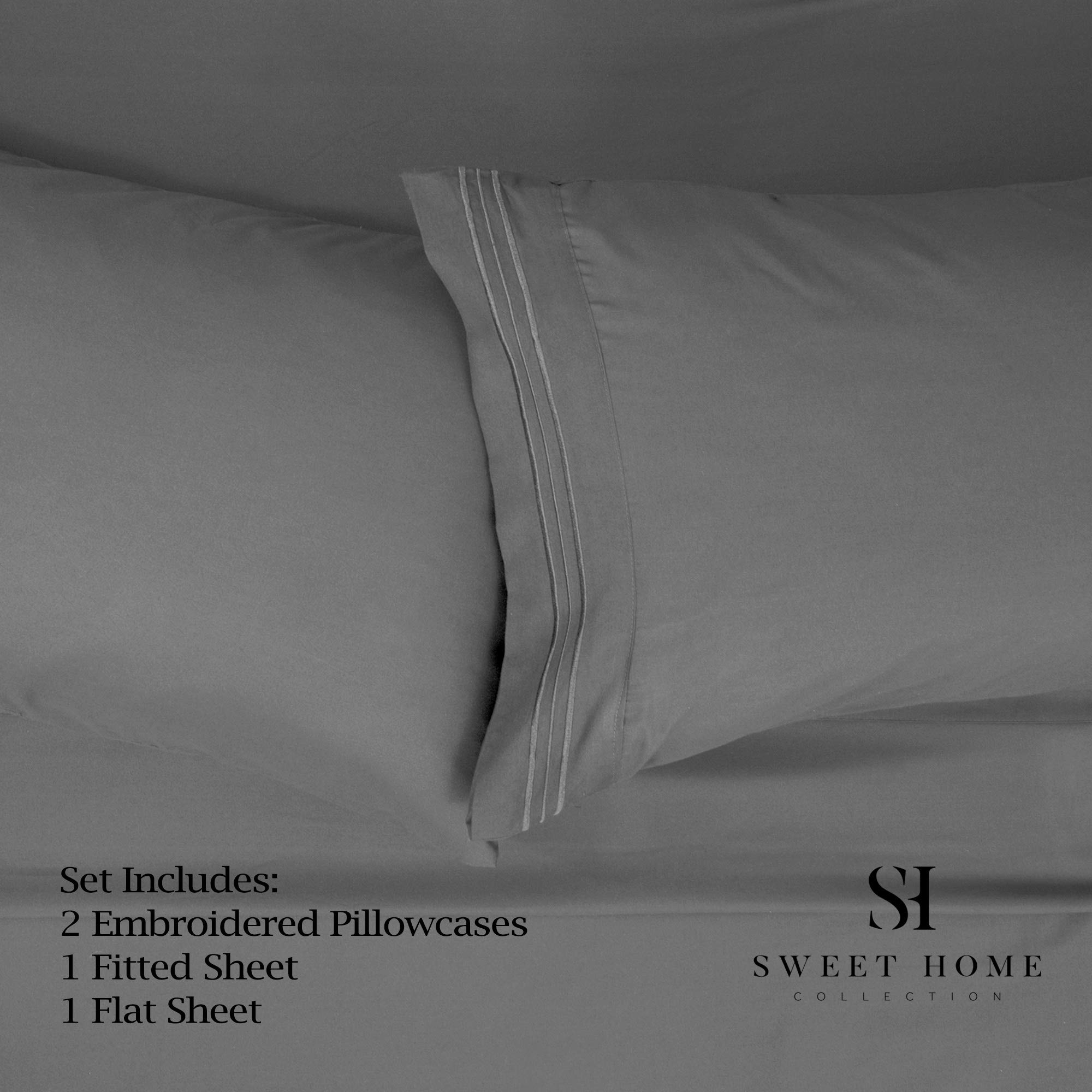 Foto 2 | Juego De Sábanas Sweet Home Collection 1500 Supreme Cal King Grey - Venta Internacional.