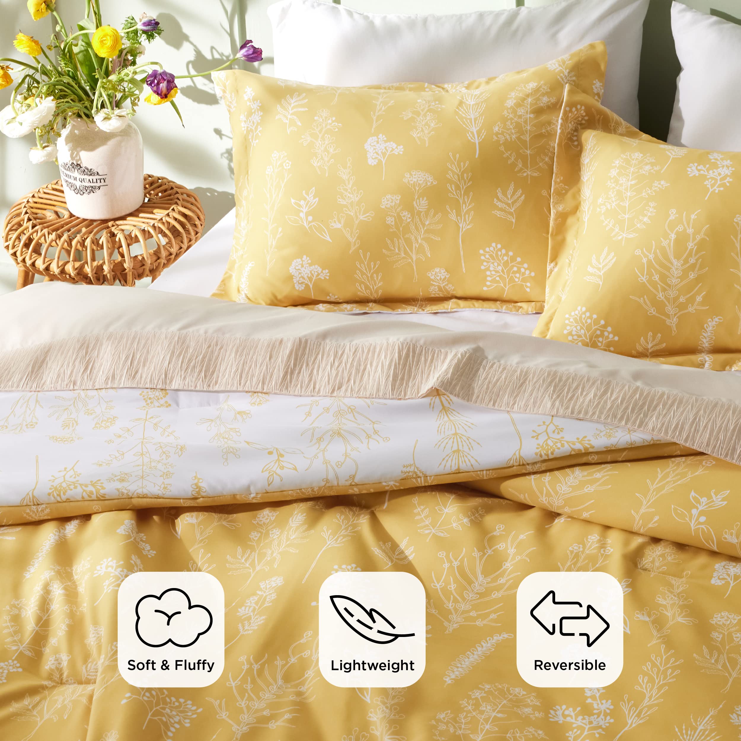 Foto 4 pulgar | Juego de Edredón Bedsure King Yellow con 1 Edredón y 2 Fundas de Almohada - Venta Internacional