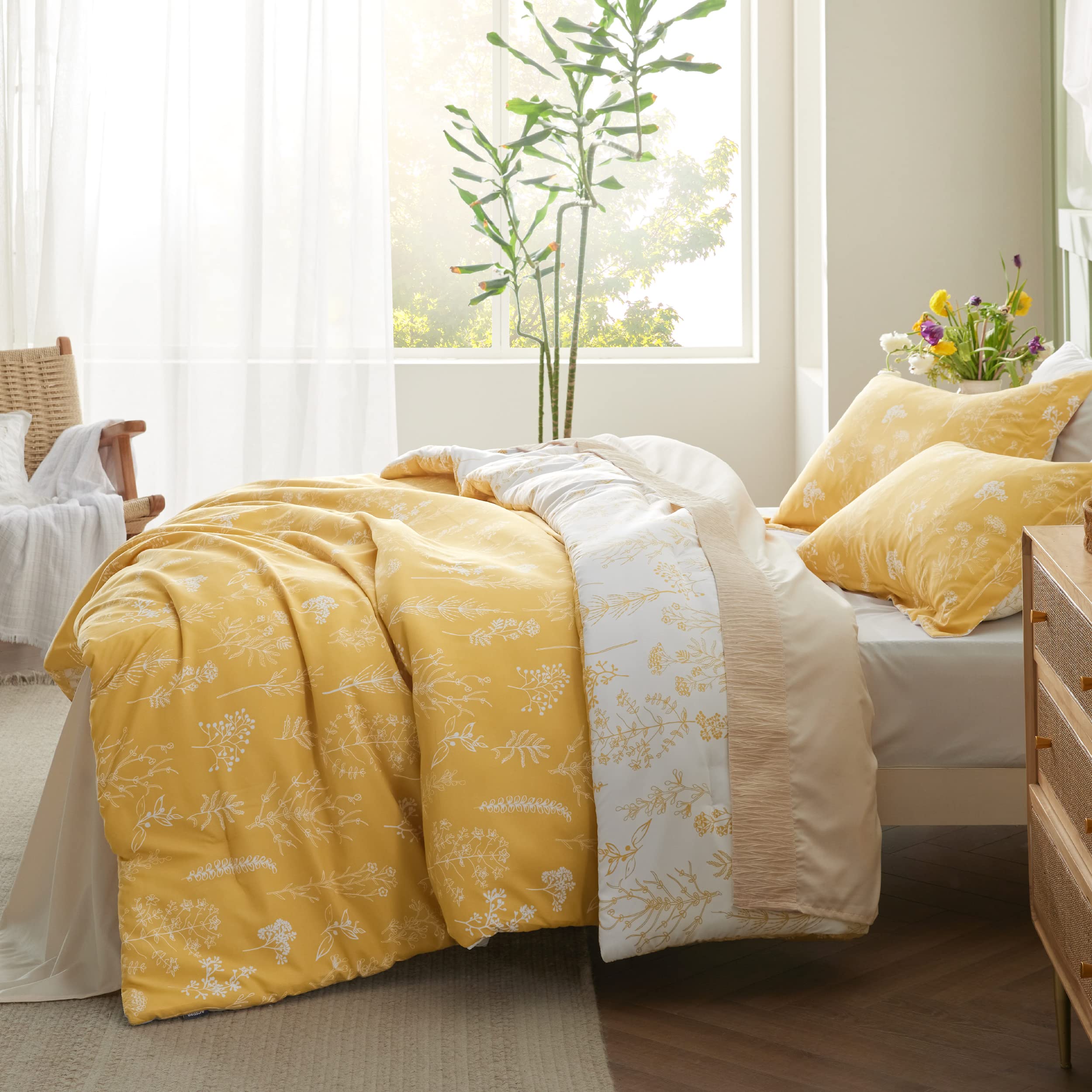 Foto 5 pulgar | Juego de Edredón Bedsure King Yellow con 1 Edredón y 2 Fundas de Almohada - Venta Internacional