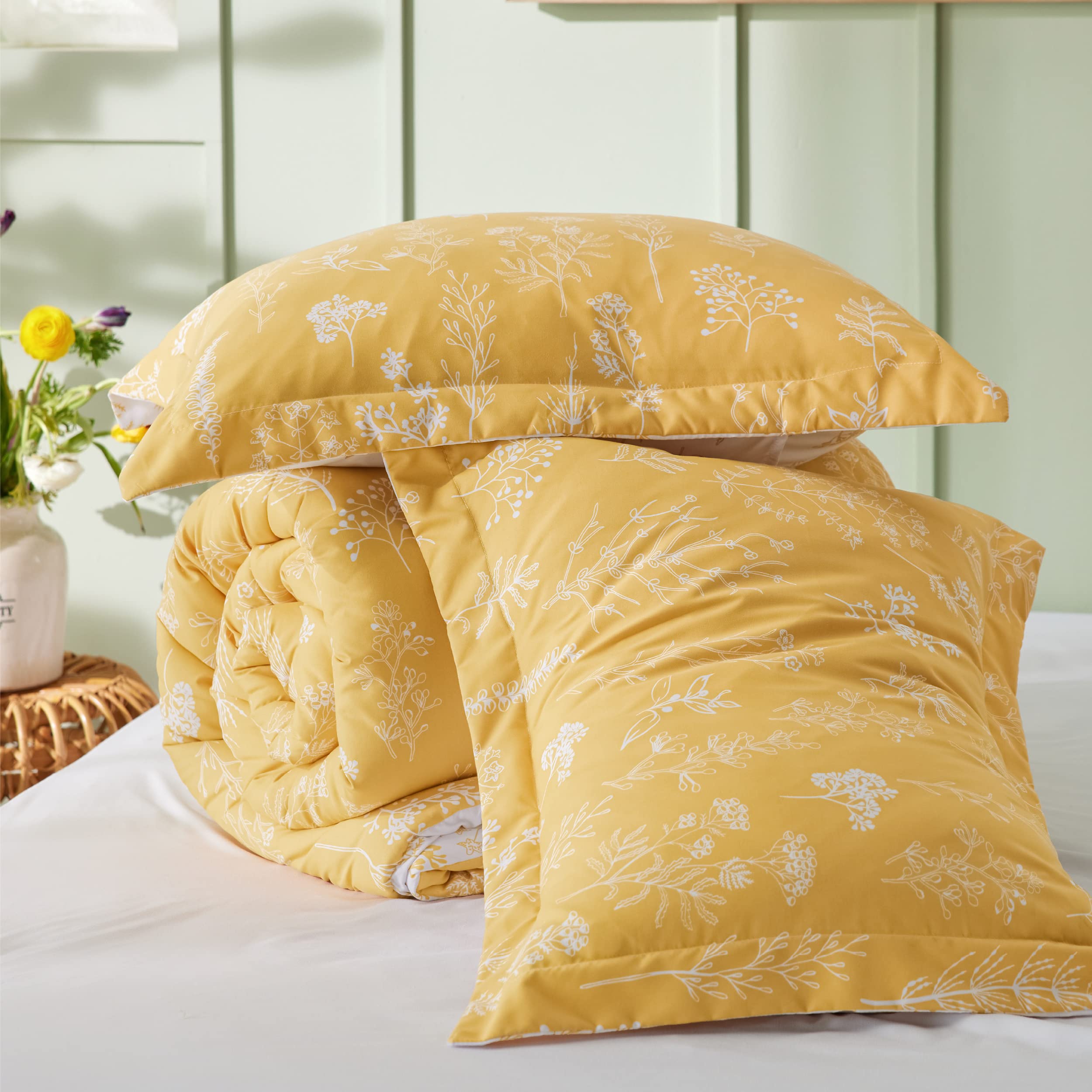Foto 8 pulgar | Juego de Edredón Bedsure King Yellow con 1 Edredón y 2 Fundas de Almohada - Venta Internacional
