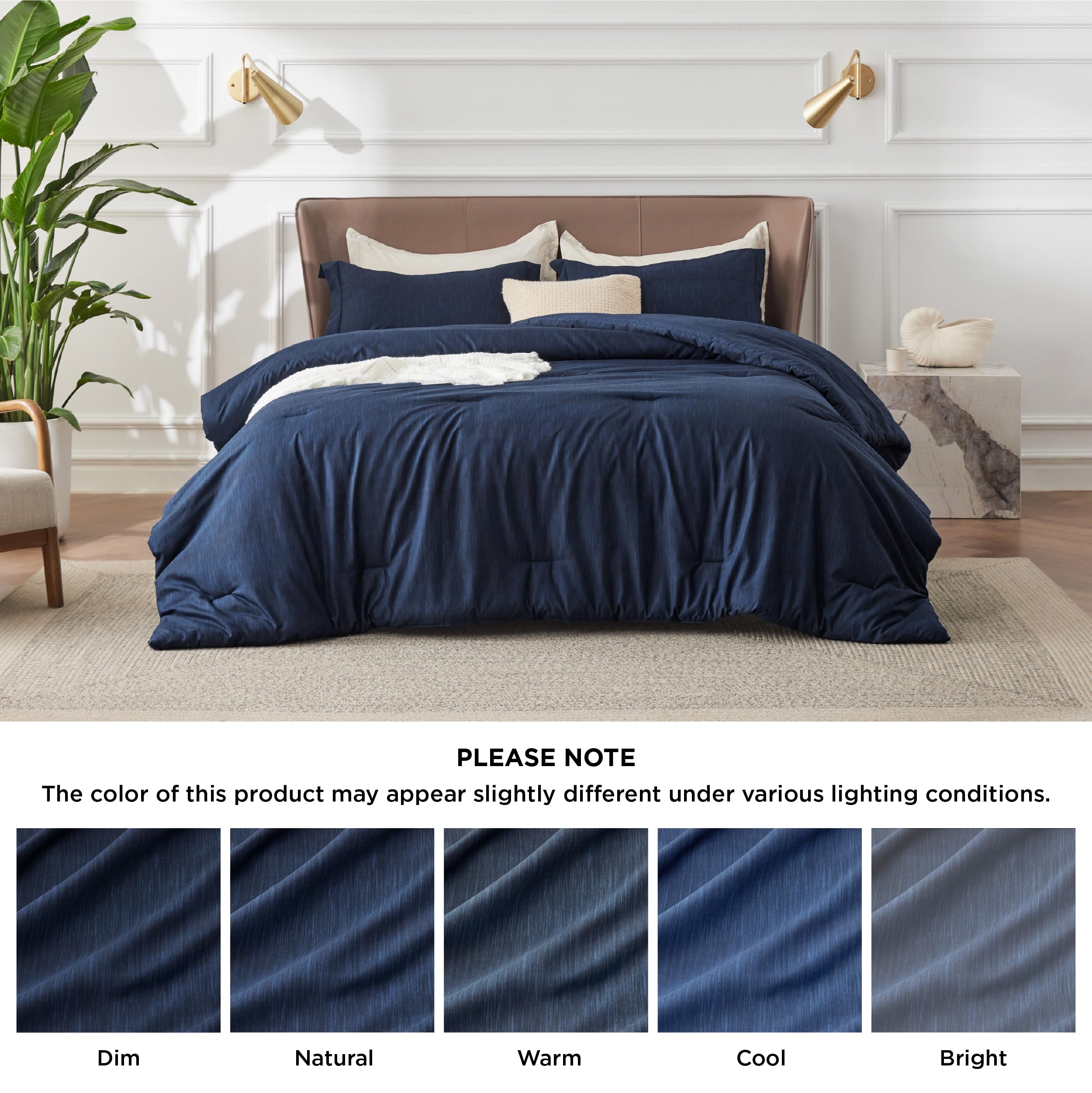 Foto 5 pulgar | Juego de Edredón Bedsure California King Navy All Seasons - Venta Internacional