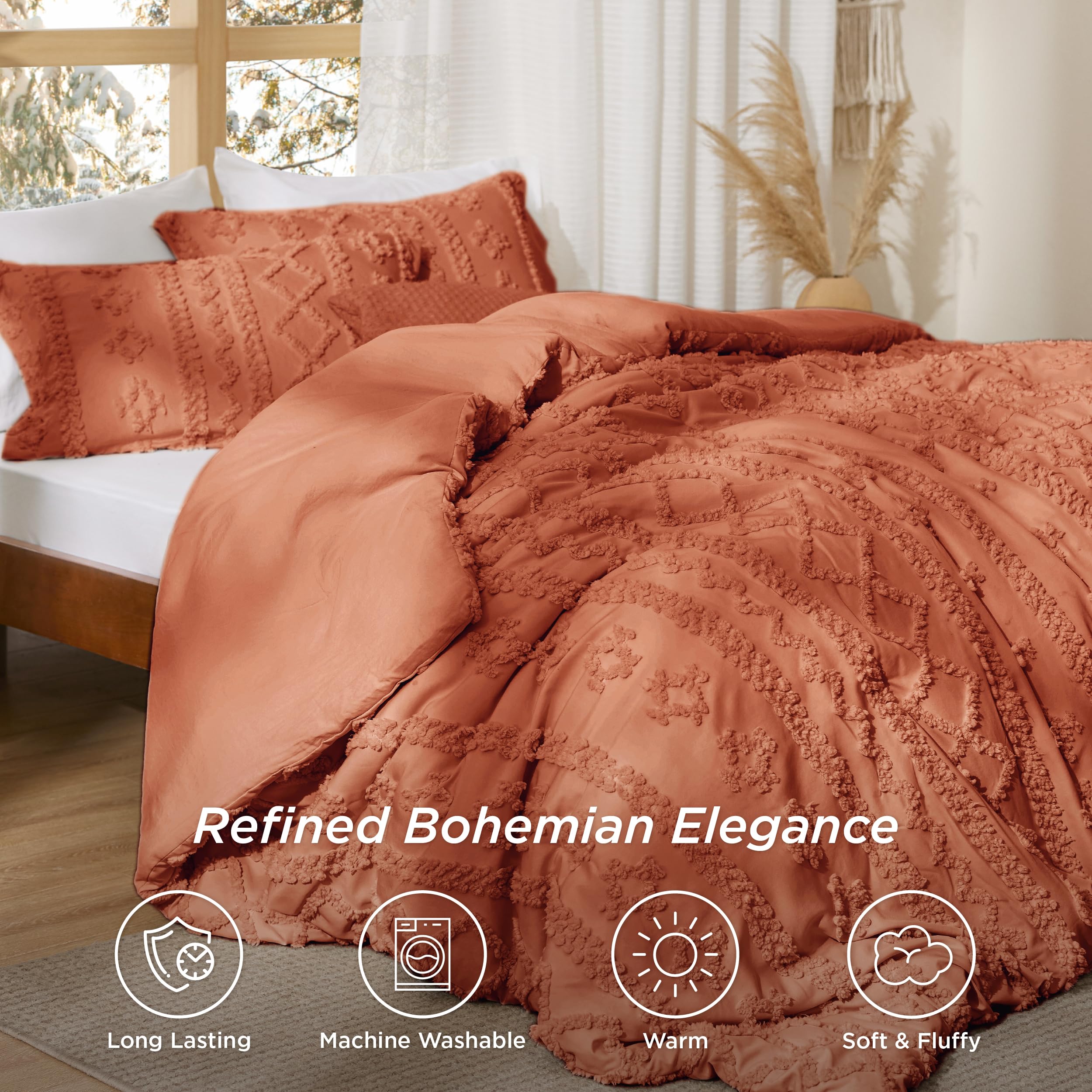 Foto 2 | Juego de Edredón Queen Bedsure Terracota - Venta Internacional