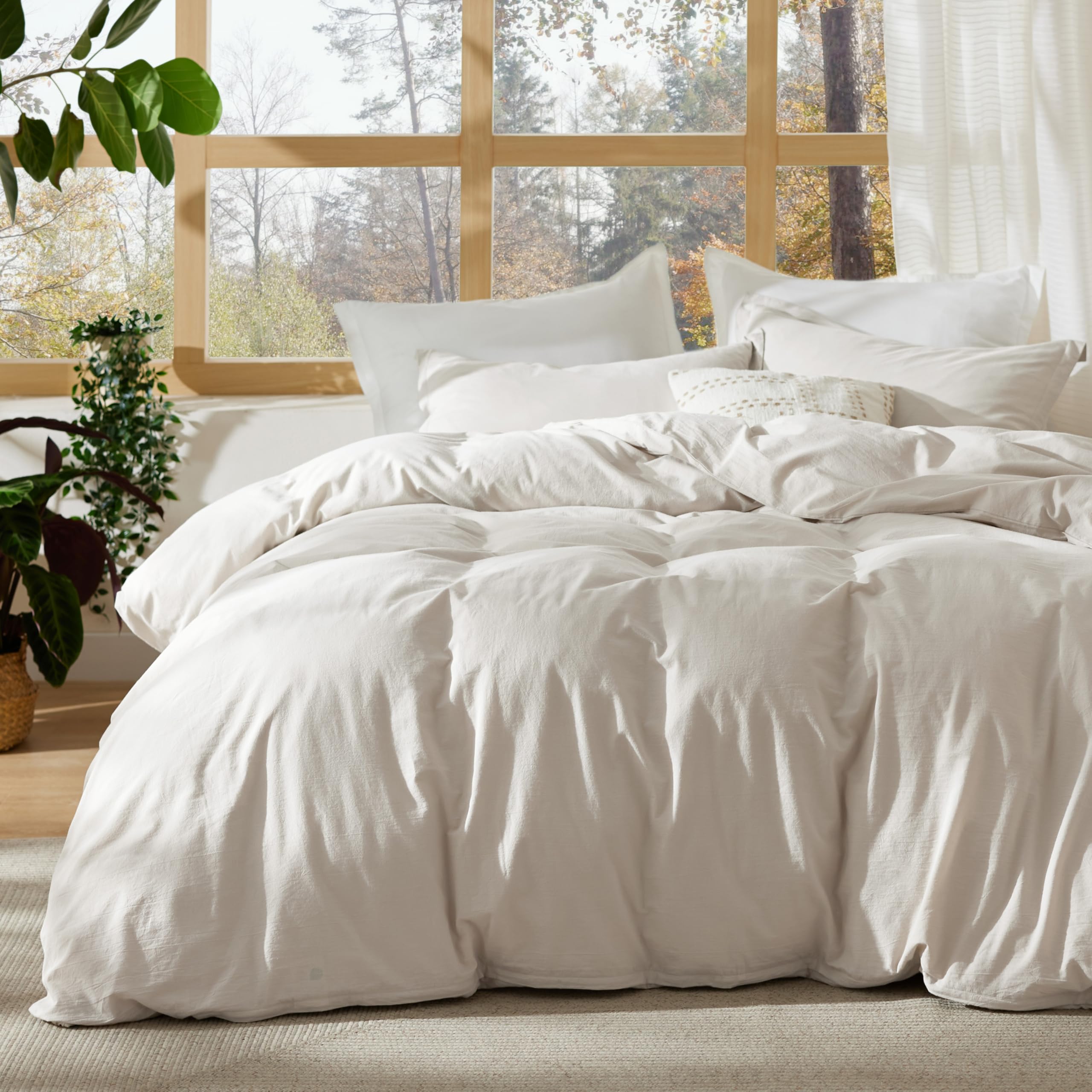 Funda de Edredón Para Cama de Algodón Lavado A La Piedra Gris Queen - Venta Internacional