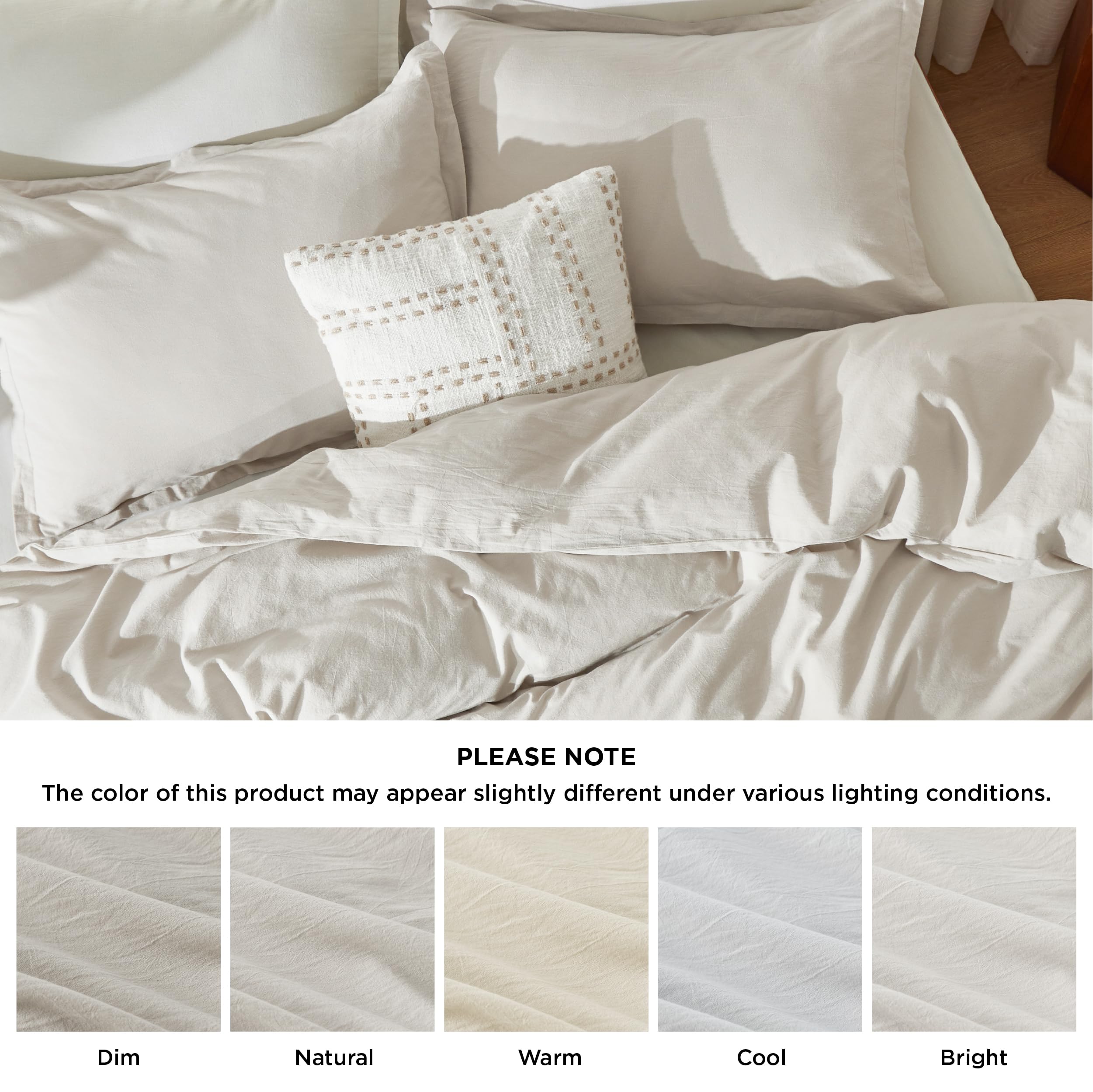 Foto 7 | Funda de Edredón Para Cama de Algodón Lavado A La Piedra Gris Queen - Venta Internacional
