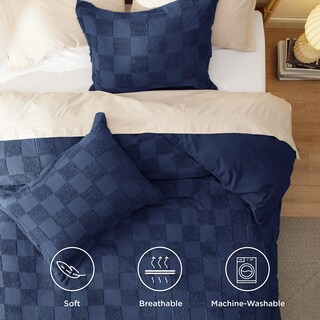Foto 3 | Juego De Funda De Edredón Bedsure Boho Jacquard Azul Marino A Cuadros King - Venta Internacional