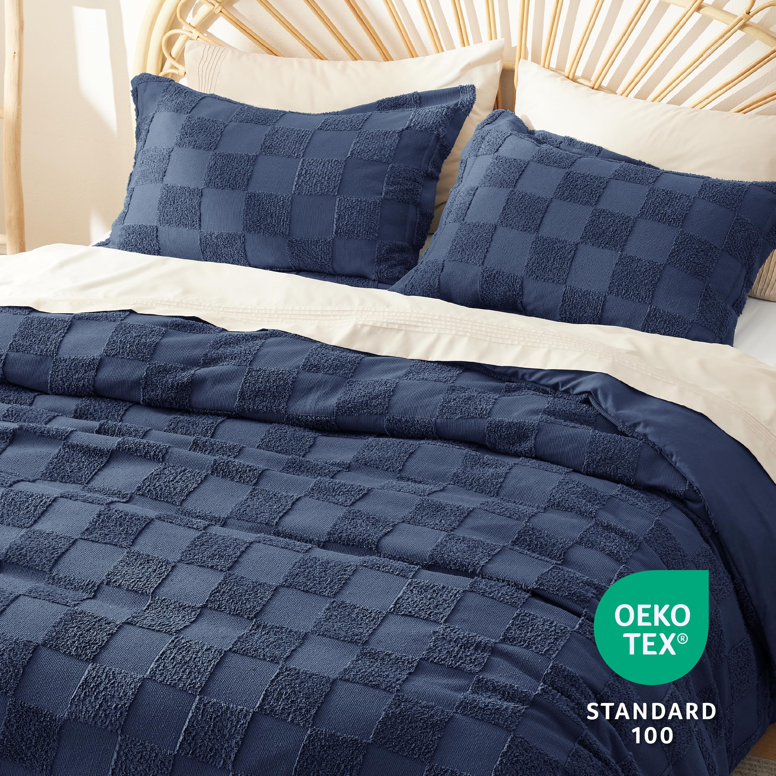 Foto 5 pulgar | Juego De Funda De Edredón Bedsure Boho Jacquard Azul Marino A Cuadros King - Venta Internacional