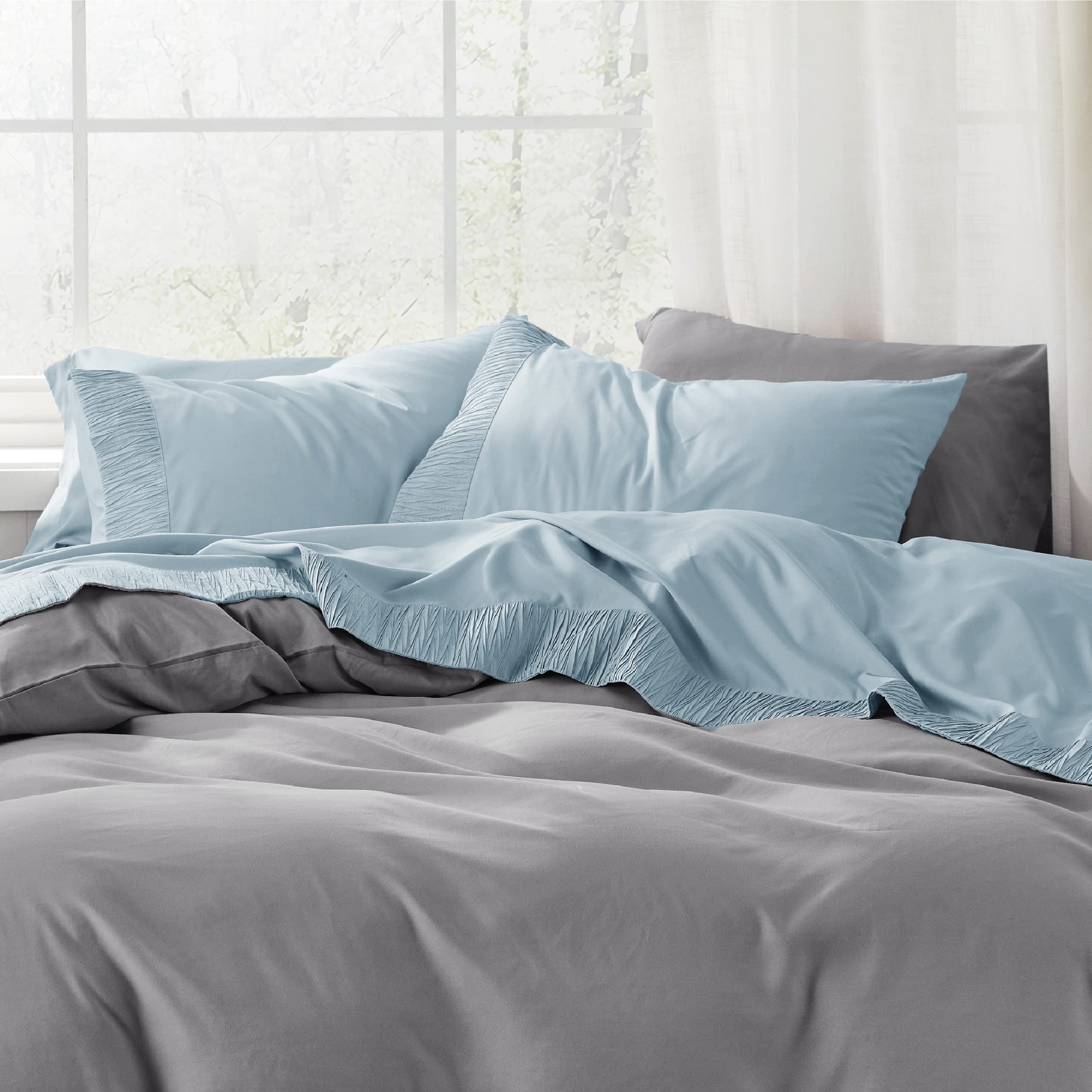 Foto 4 pulgar | Juego De Sábanas Bedsure Queen Poliéster Azul Cielo 4 Piezas - Venta Internacional