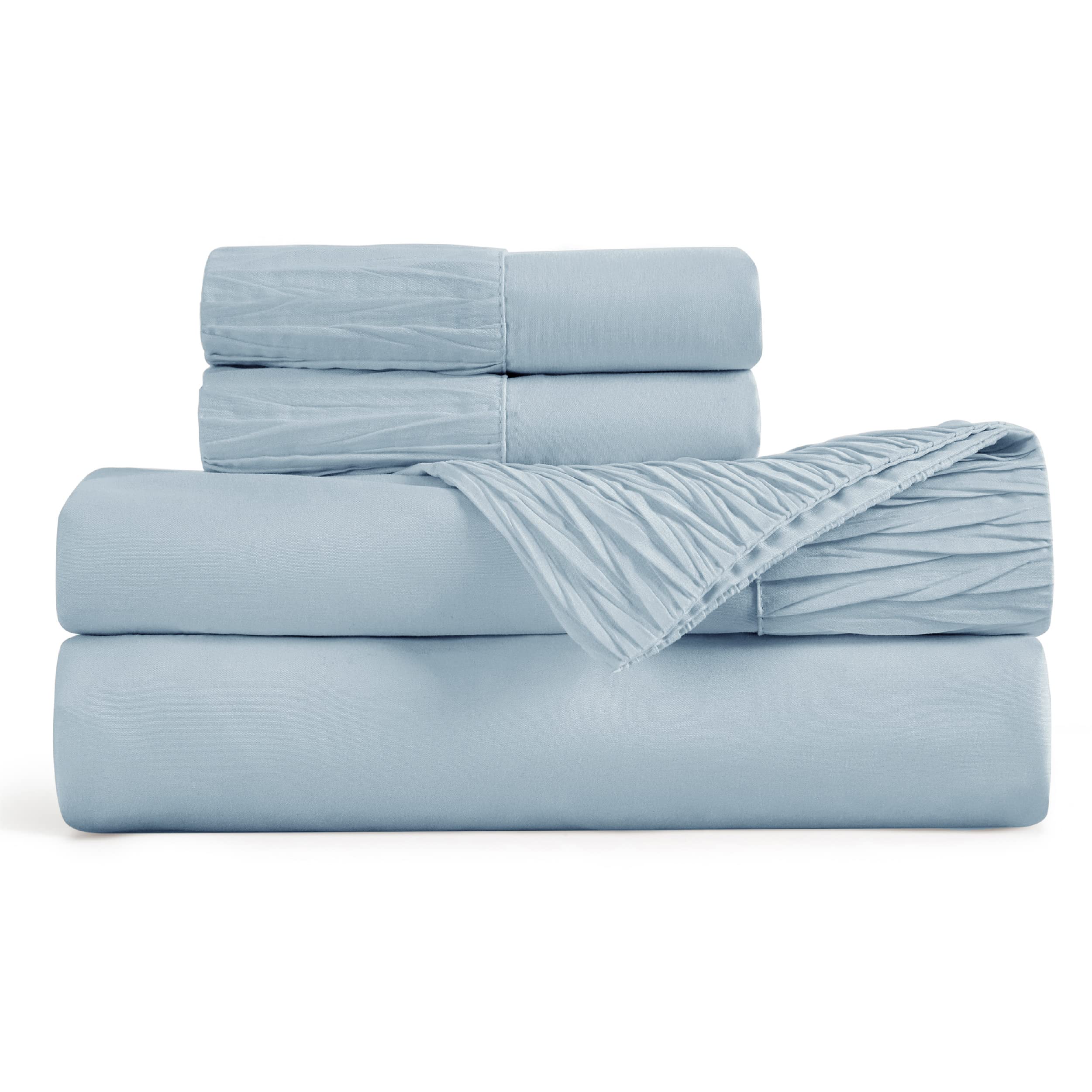 Foto 8 pulgar | Juego De Sábanas Bedsure Queen Poliéster Azul Cielo 4 Piezas - Venta Internacional