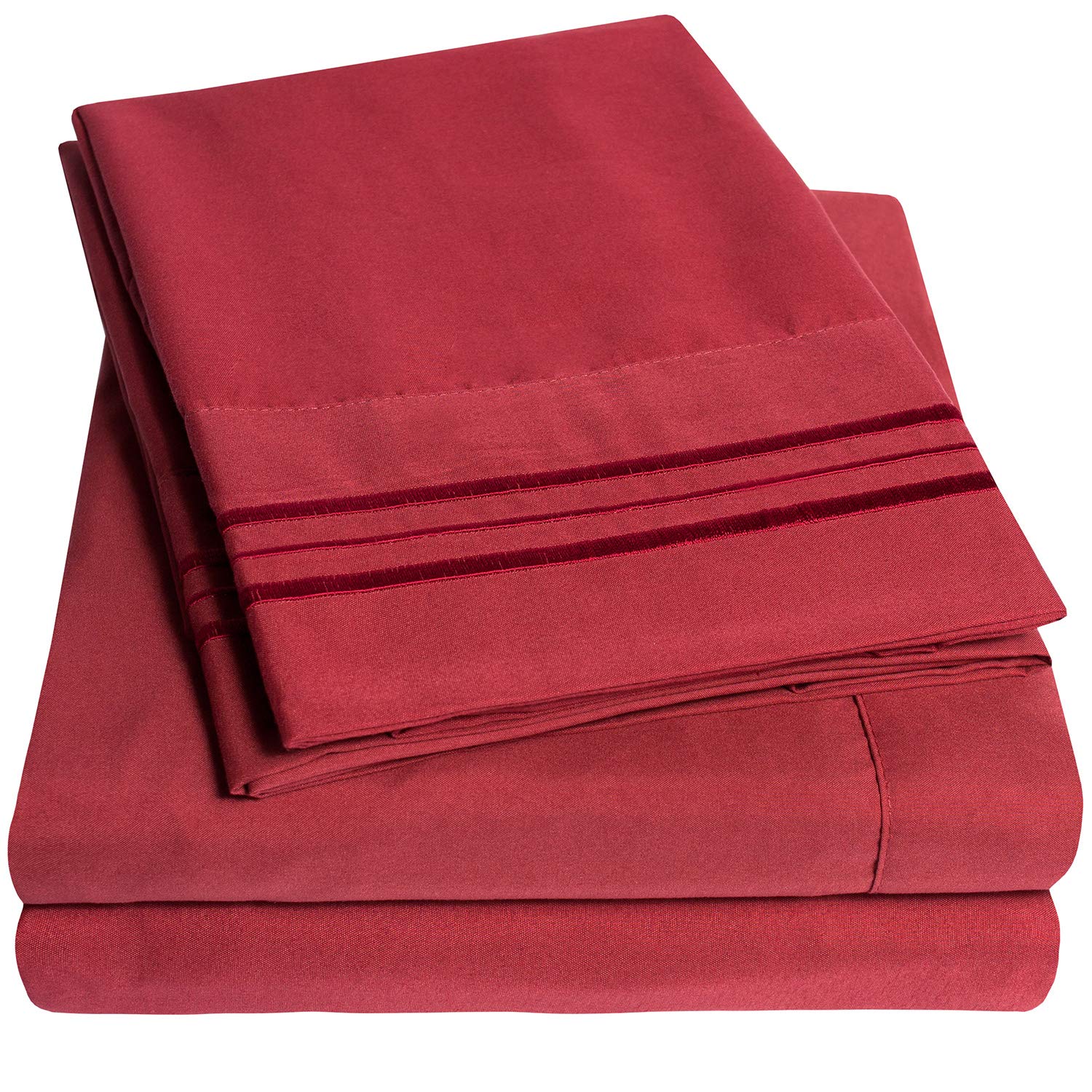 Juego De Sábanas Sweet Home Collection 1500 Supreme Twin Burgundy - Venta Internacional.