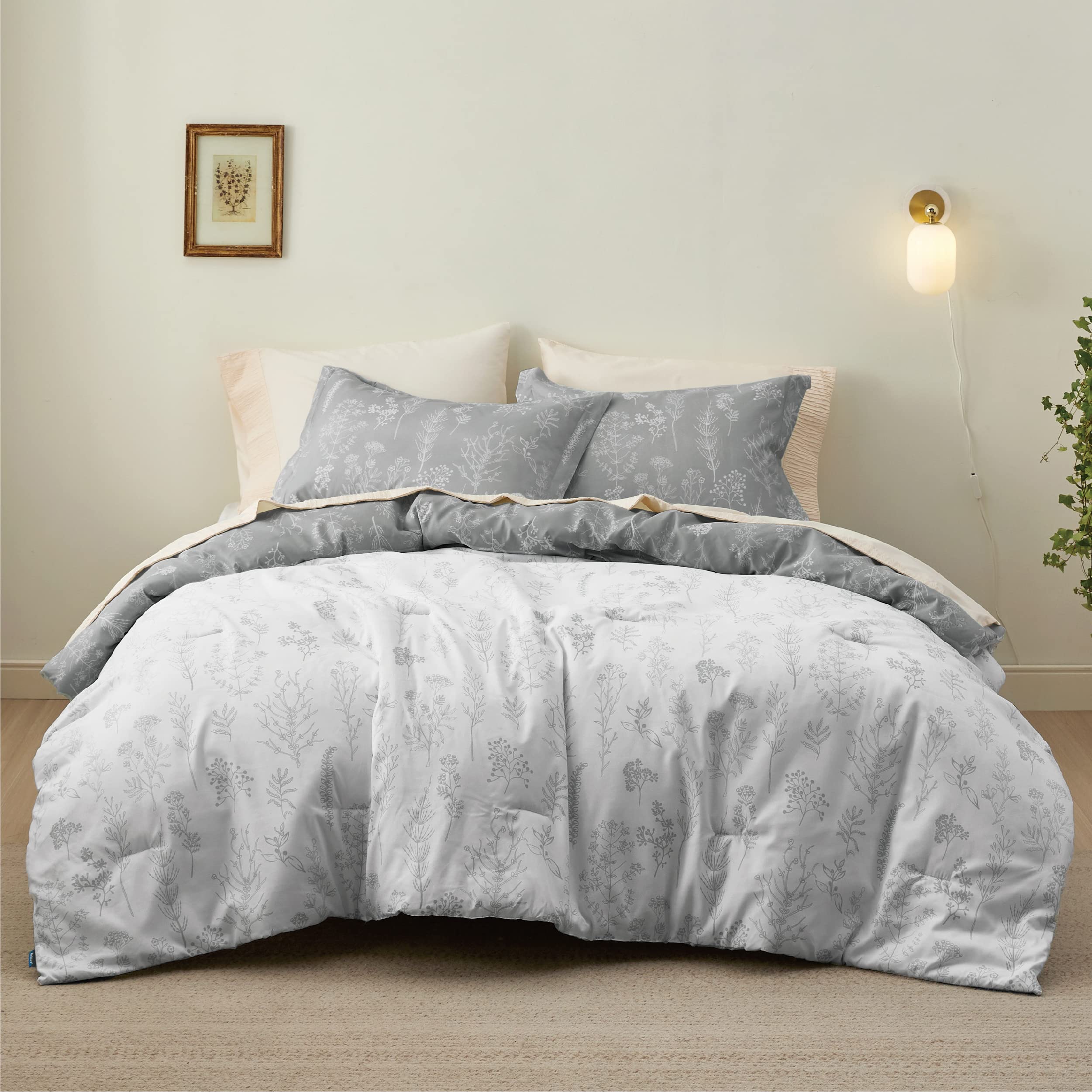 Foto 5 pulgar | Juego de Edredón Bedsure Tamaño Completo Gris con Estampado Floral - Venta Internacional