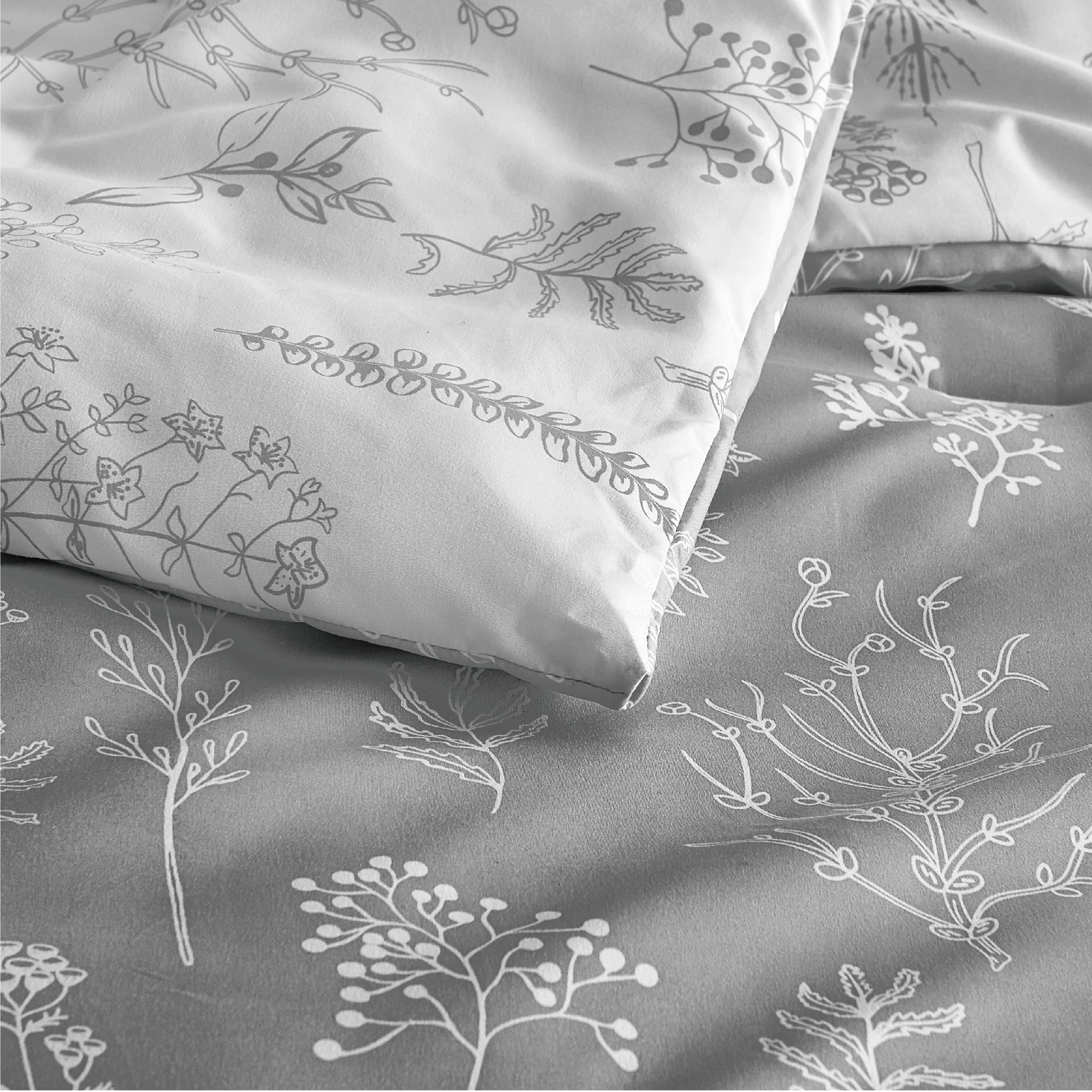 Foto 7 pulgar | Juego de Edredón Bedsure Tamaño Completo Gris con Estampado Floral - Venta Internacional