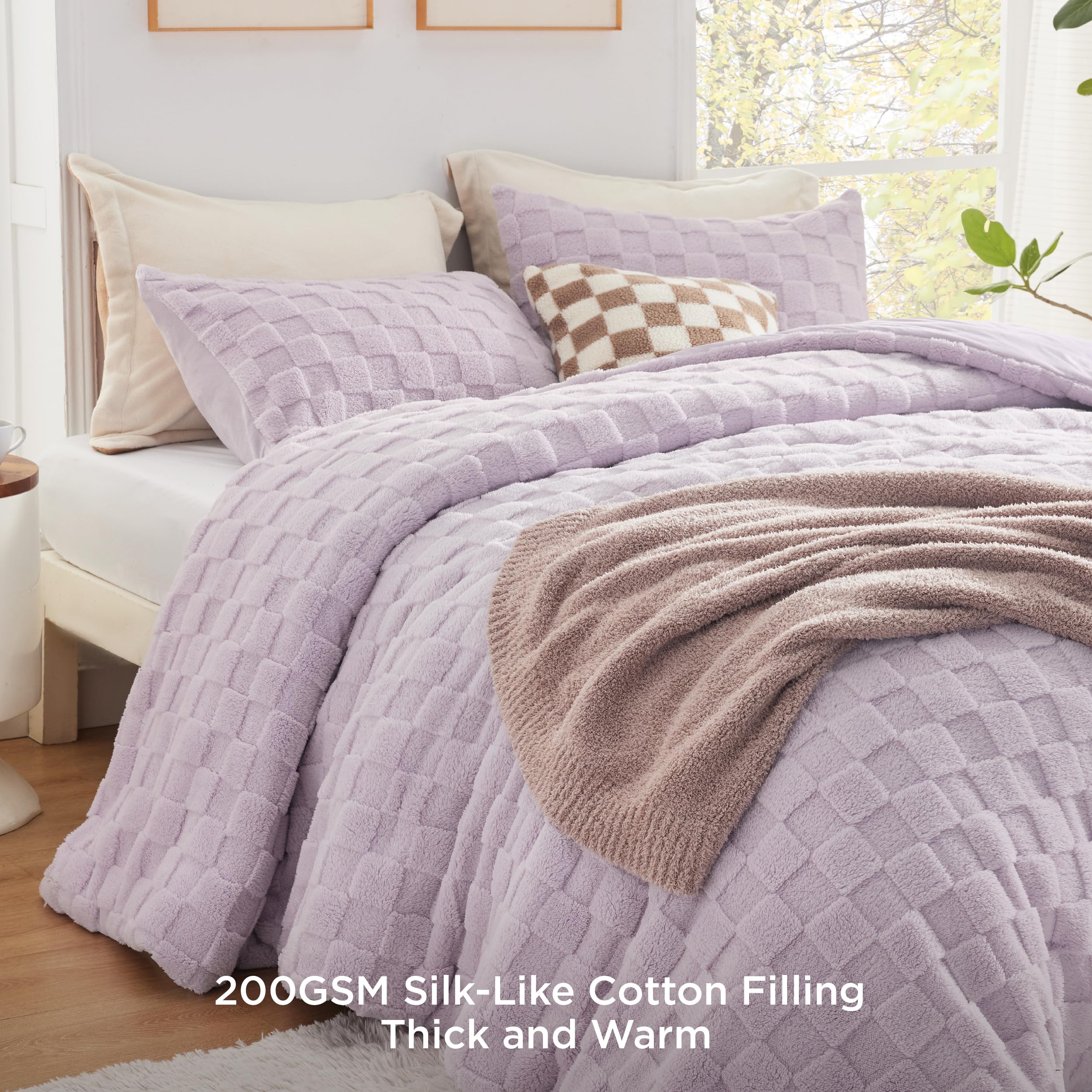 Foto 4 pulgar | Juego De Edredón Bedsure Fluffy King Size, Color Morado Claro - Venta Internacional.
