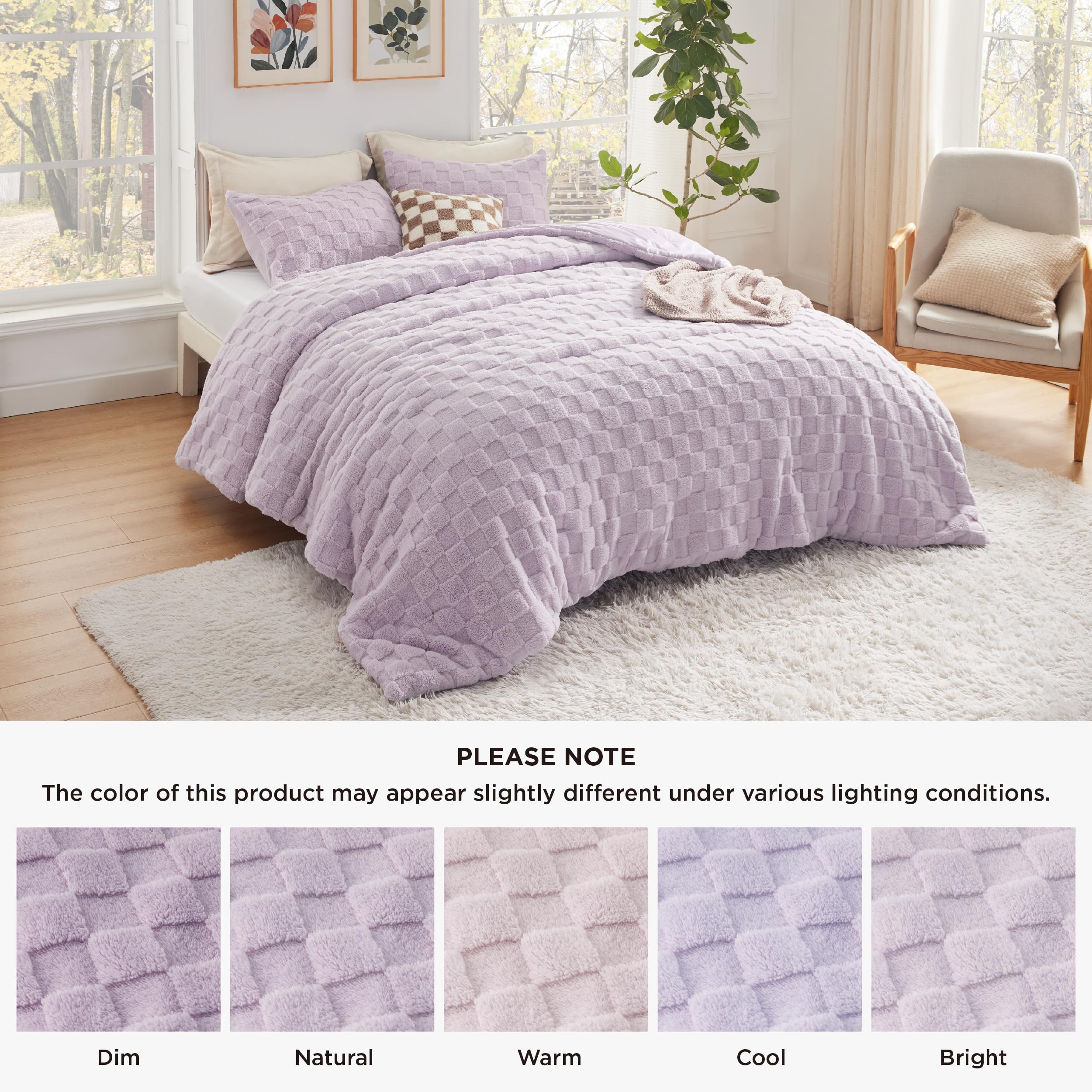 Foto 5 | Juego De Edredón Bedsure Fluffy King Size, Color Morado Claro - Venta Internacional.
