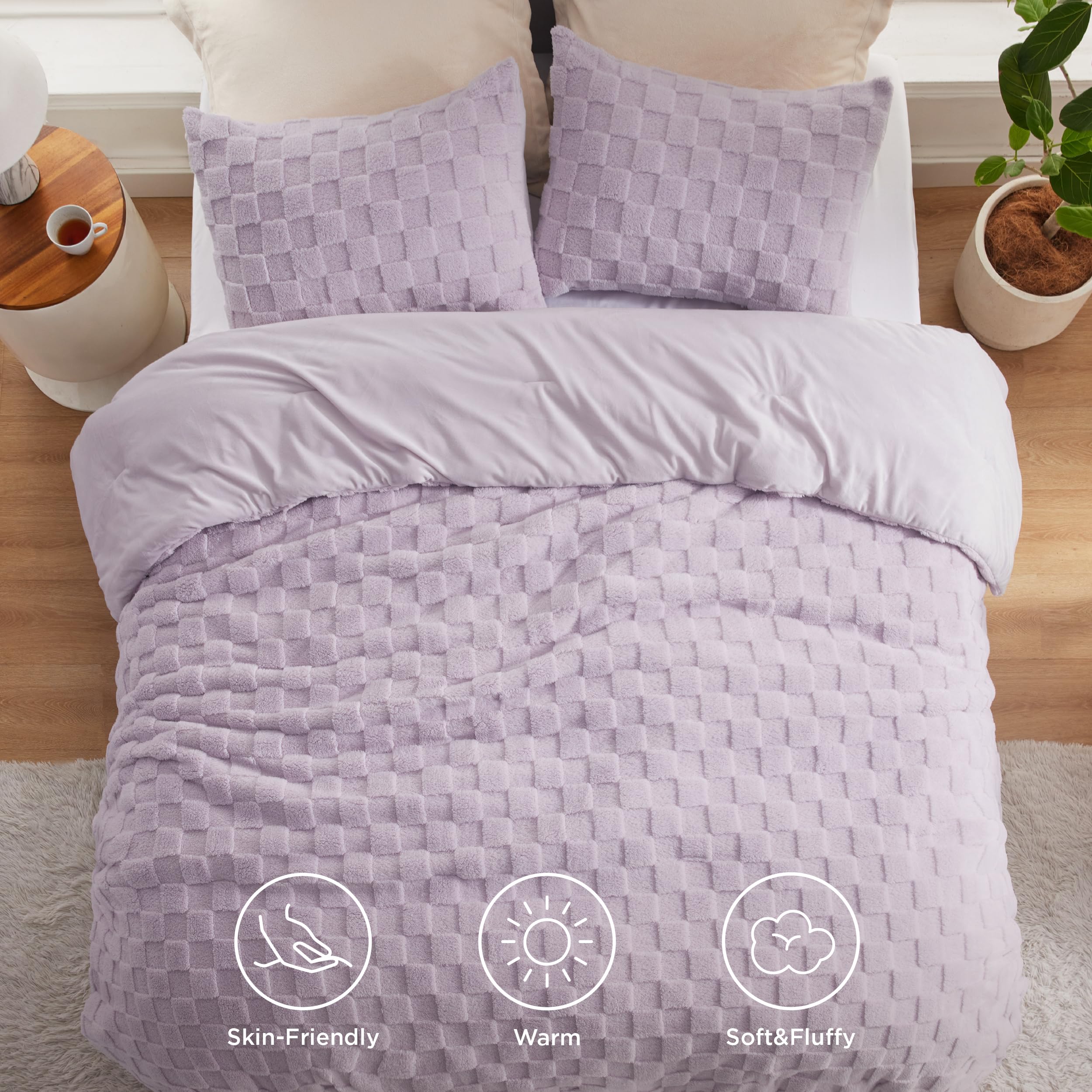 Foto 7 pulgar | Juego De Edredón Bedsure Fluffy King Size, Color Morado Claro - Venta Internacional.