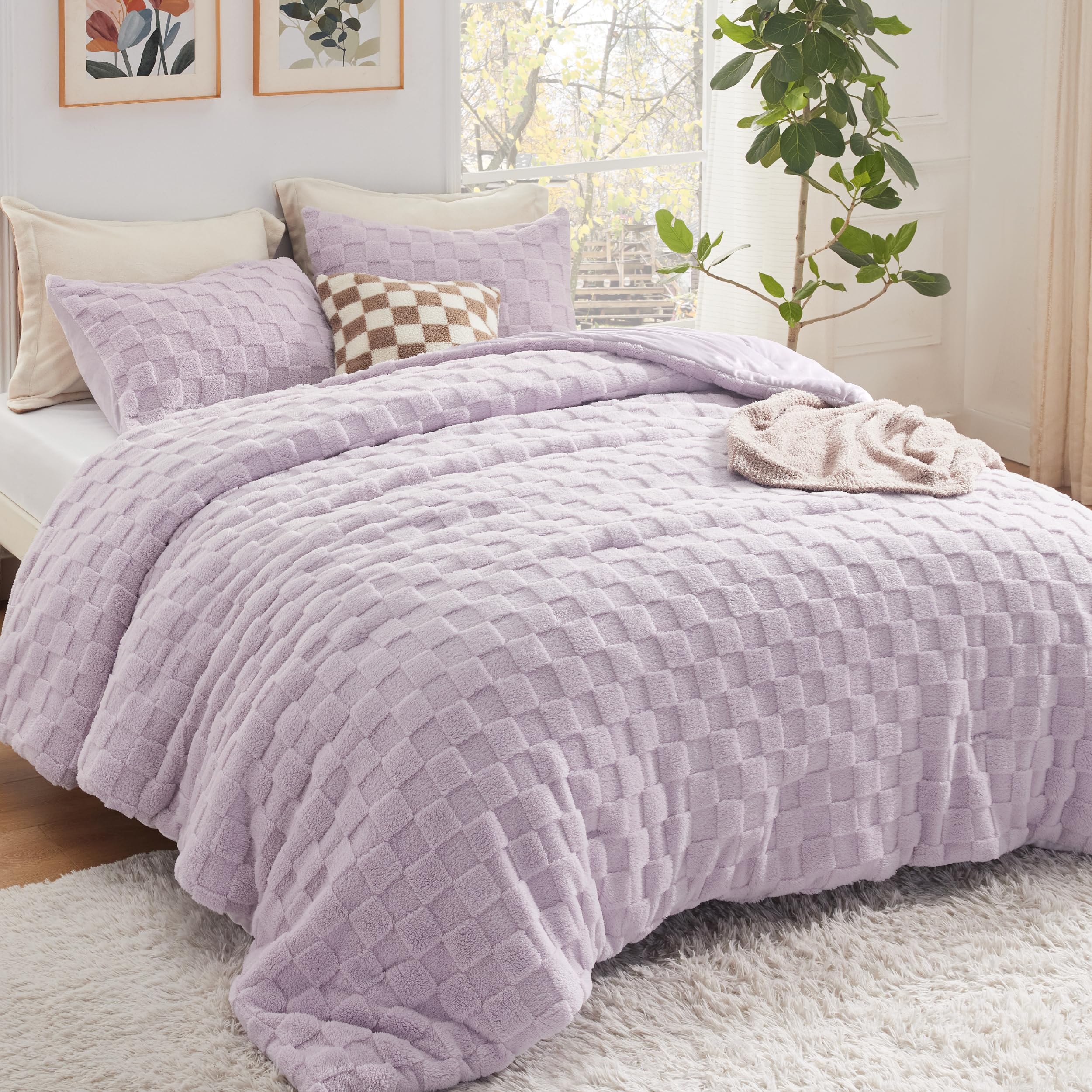 Foto 8 pulgar | Juego De Edredón Bedsure Fluffy King Size, Color Morado Claro - Venta Internacional.