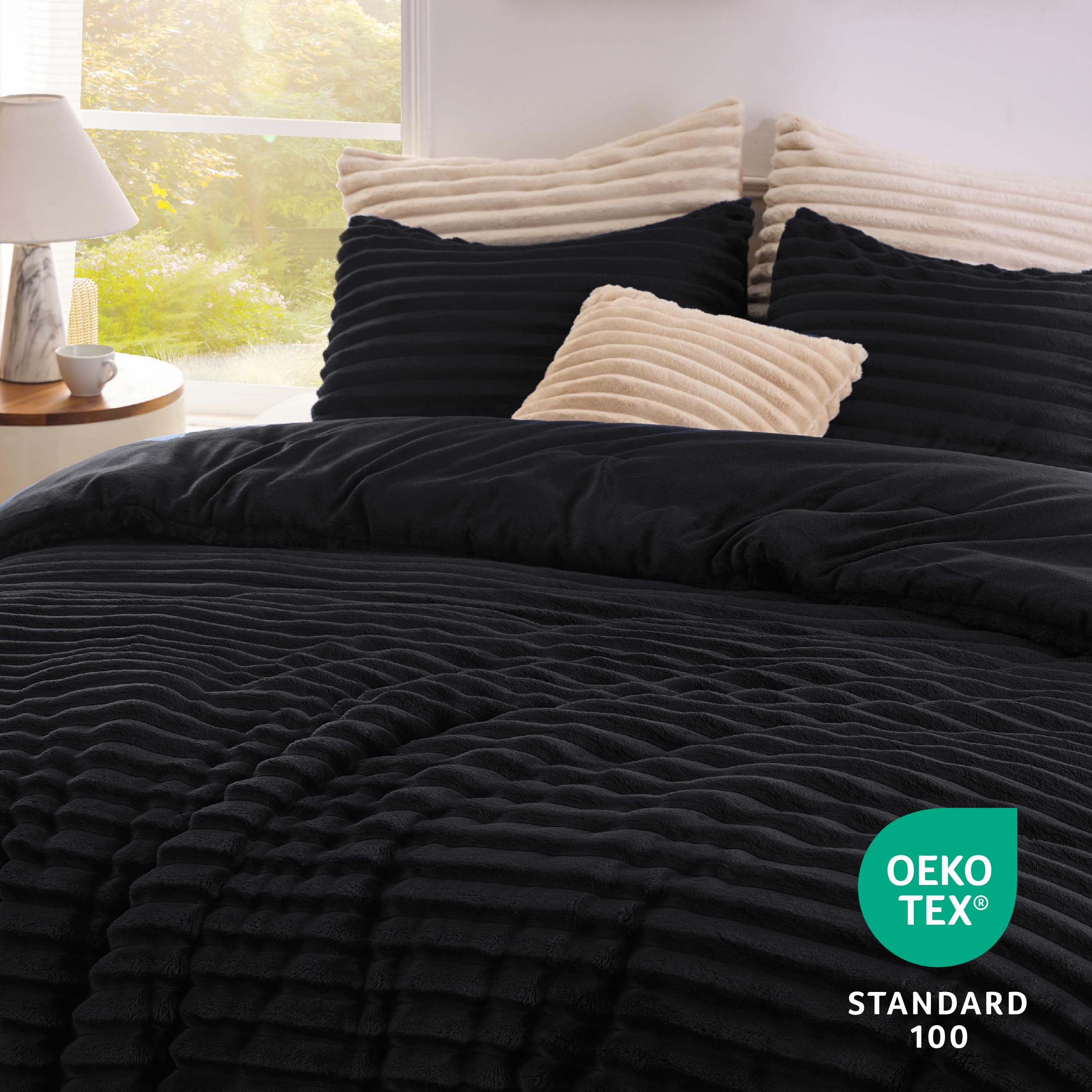 Foto 5 | Juego De Edredón Bedsure Fluffy Queen Con 2 Fundas De Almohada, Color Negro - Venta Internacional.