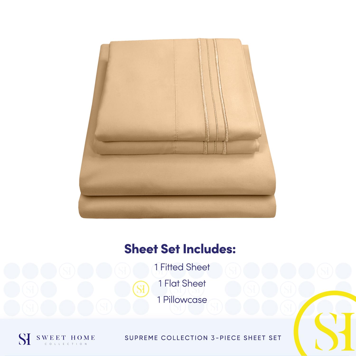 Foto 5 pulgar | Juego De Sábanas Sweet Home Collection 1800 Supreme Twin Camel - Venta Internacional.