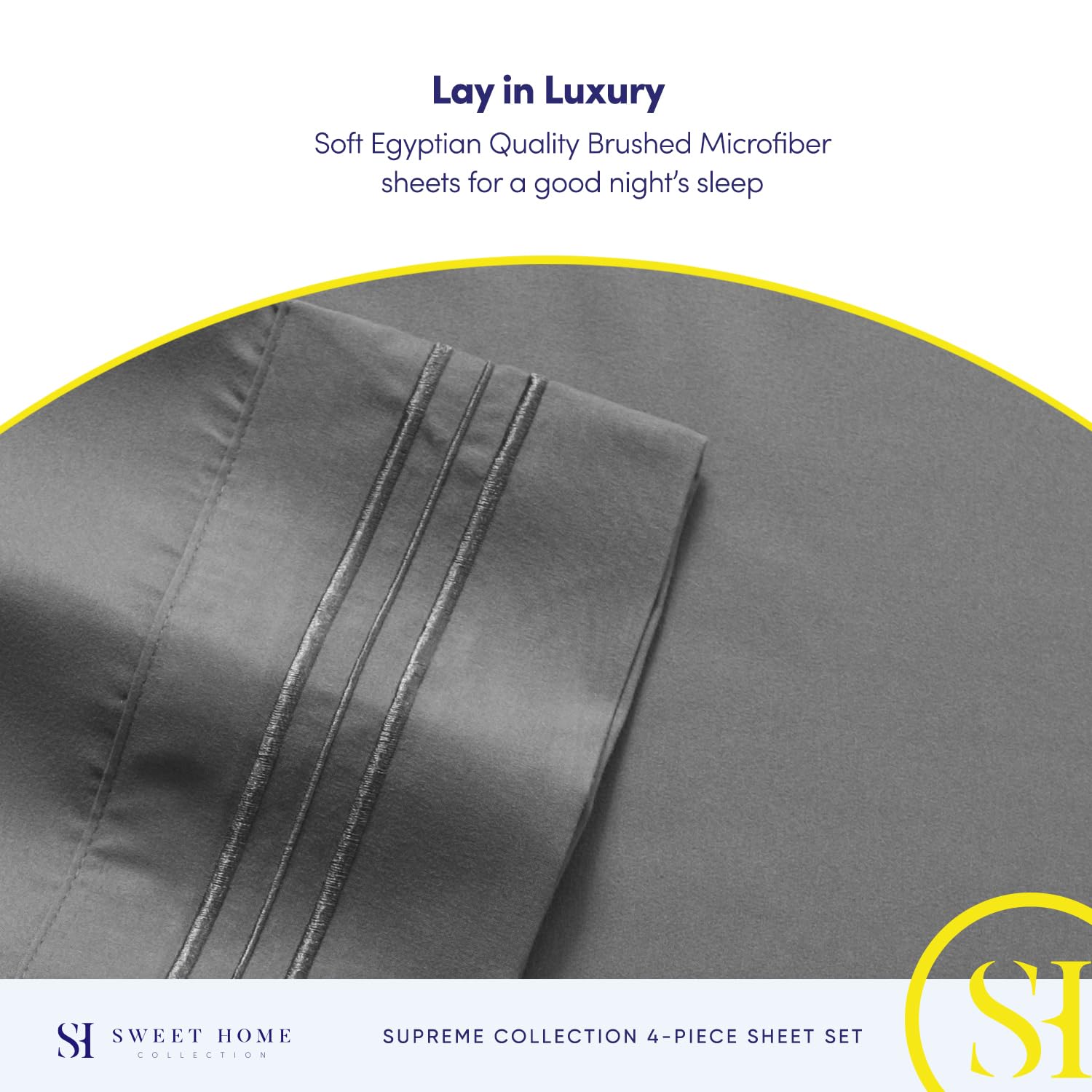 Foto 6 | Sábanas Sweet Home Collection King Size, Color Gris 1800tc - Venta Internacional.