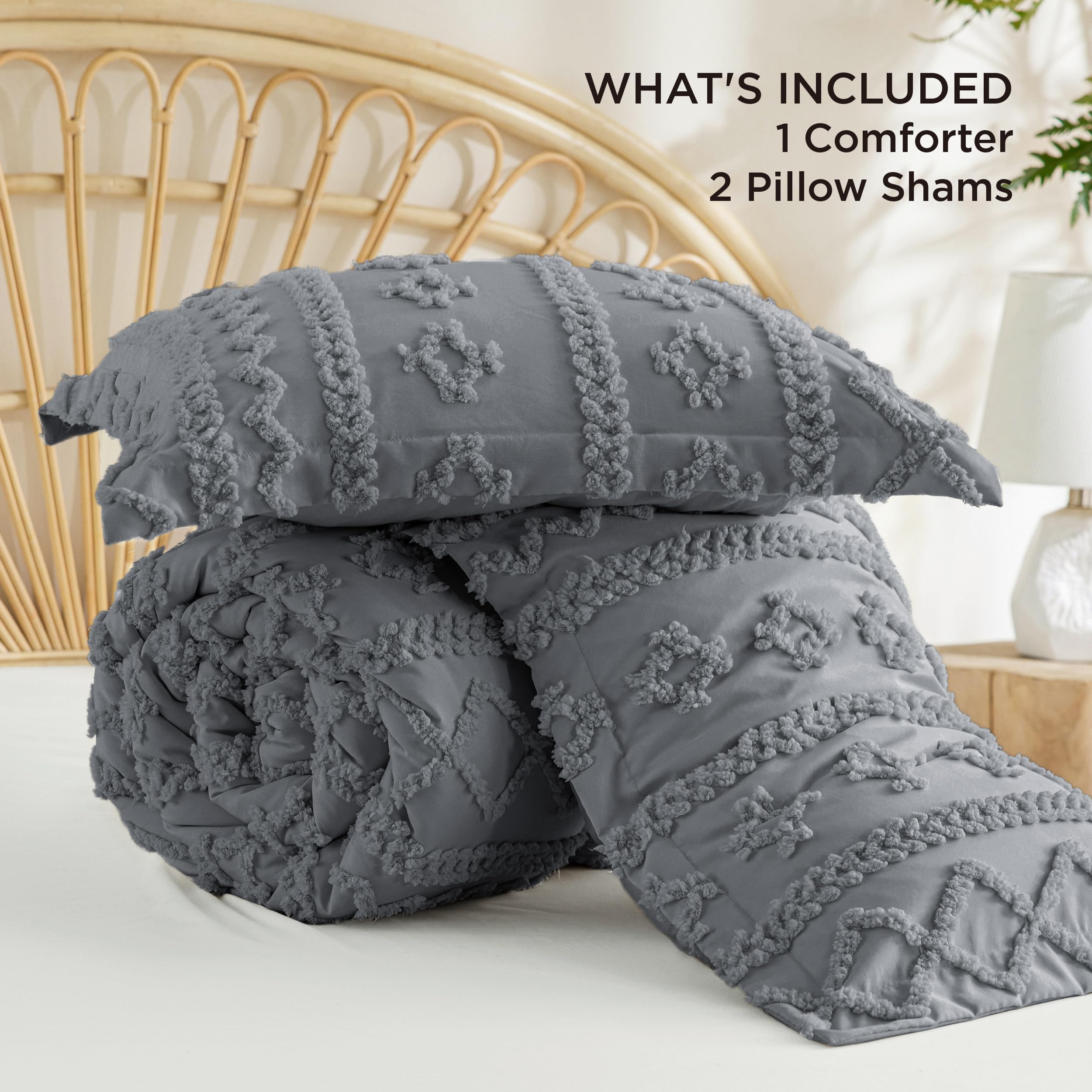 Foto 7 pulgar | Juego de Edredón Bedsure Estilo Bohemio Tamaño King Gris 3 Piezas - Venta Internacional