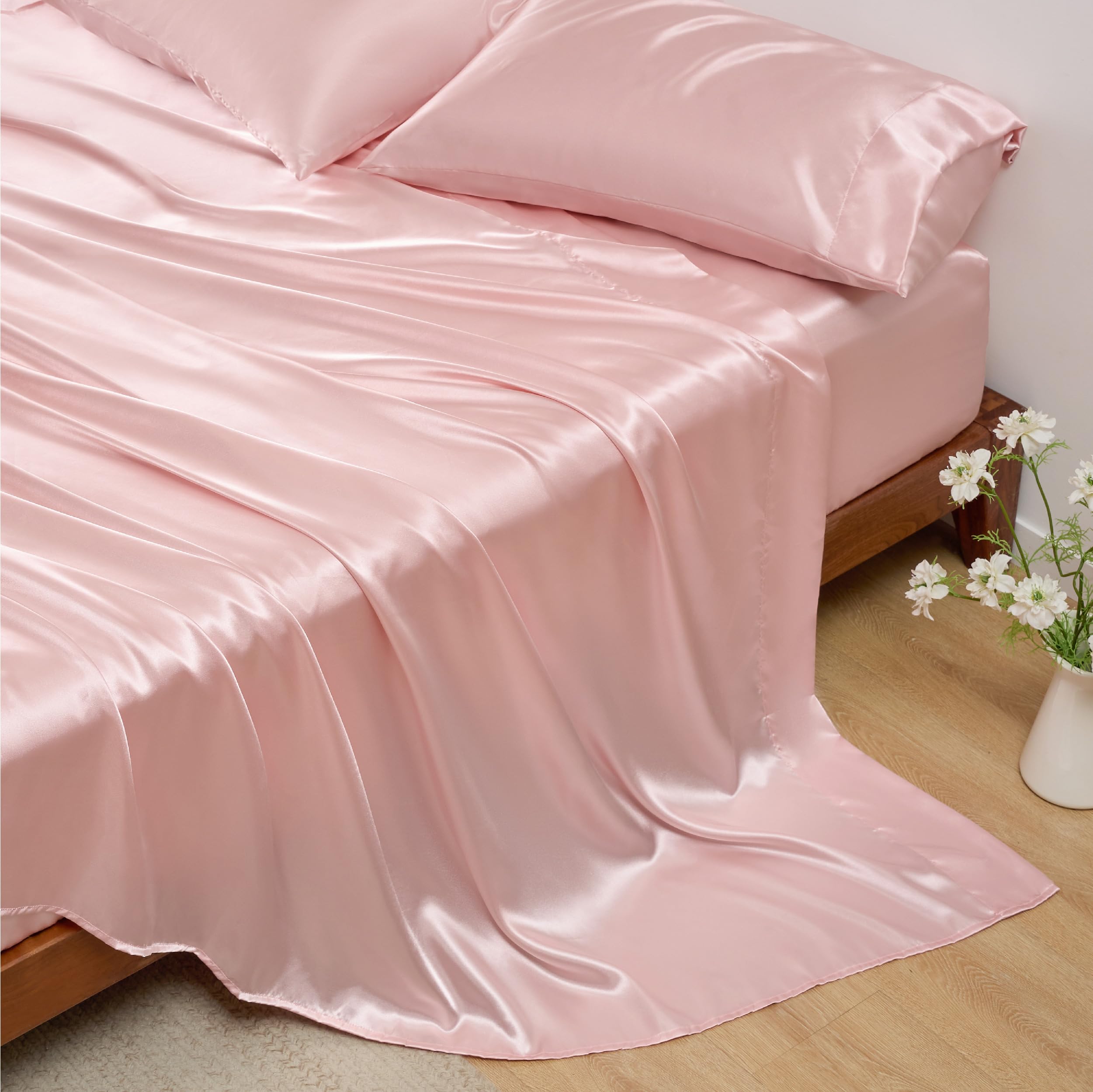 Foto 7 pulgar | Juego De Sábanas Bedsure Satin California King De 4 Piezas, Color Rosa - Venta Internacional.