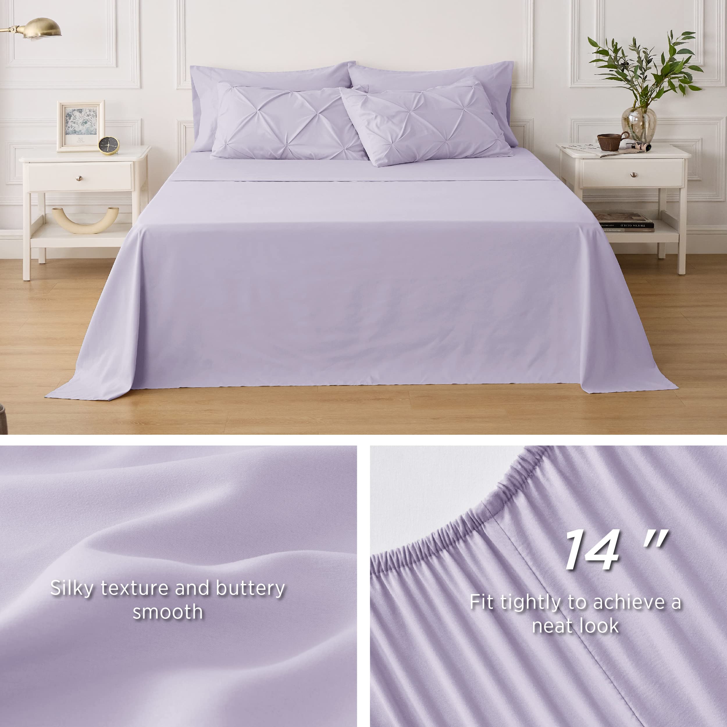 Foto 5 pulgar | Juego De Edredón Bedsure Twin, Color Morado Claro, Con Sábanas, 5 Piezas - Venta Internacional.