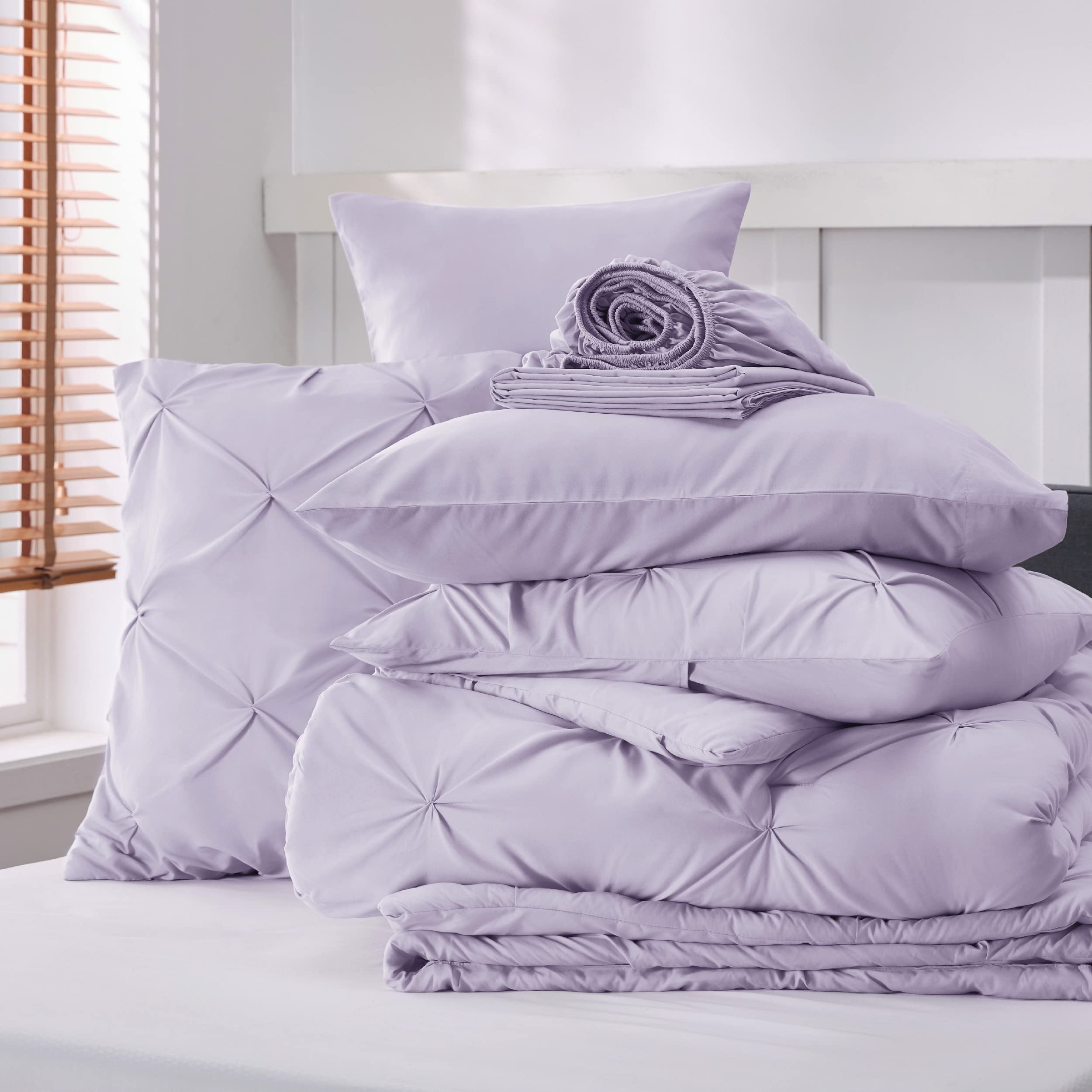 Foto 8 pulgar | Juego De Edredón Bedsure Twin, Color Morado Claro, Con Sábanas, 5 Piezas - Venta Internacional.