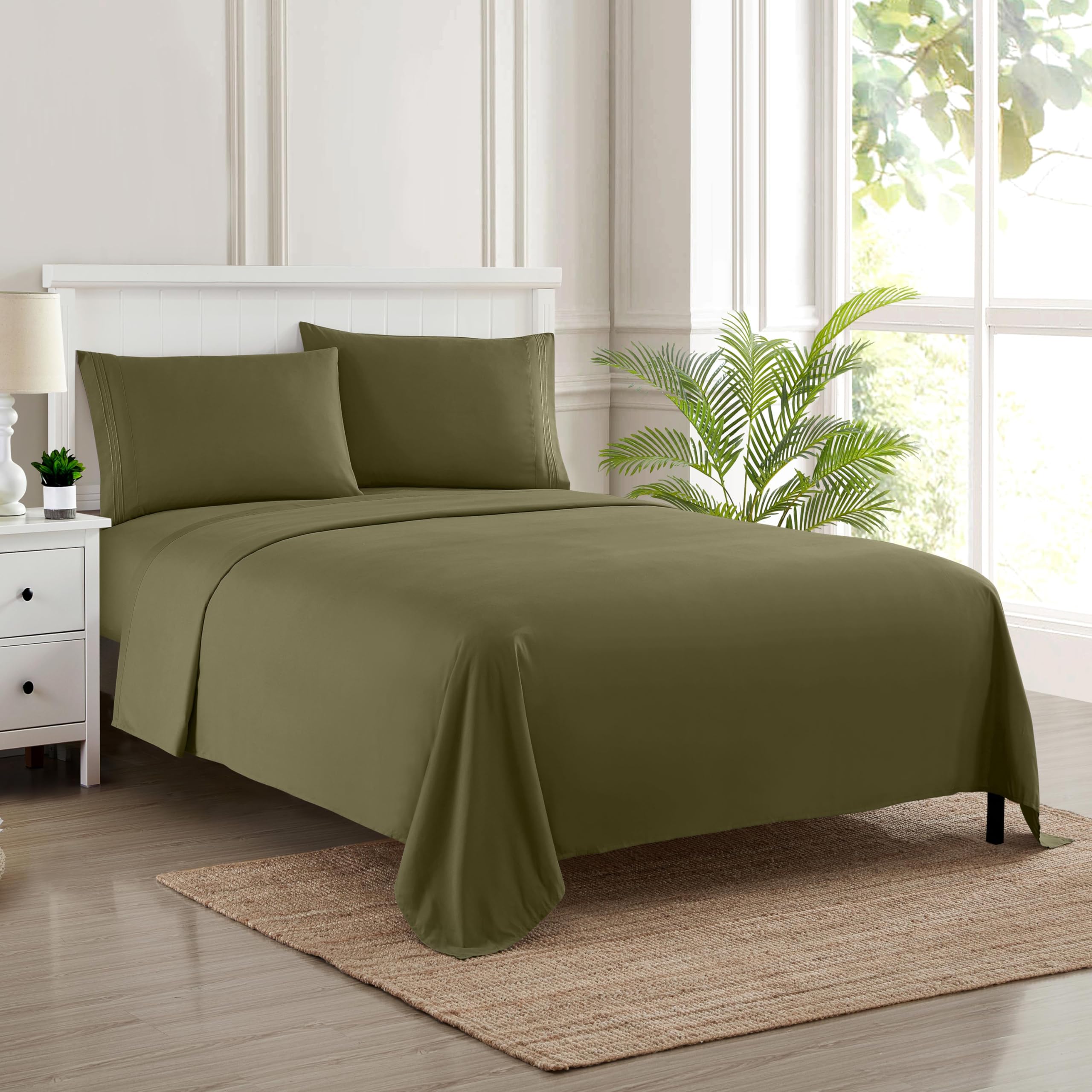 Foto 2 pulgar | Sábanas Sweet Home Collection King Size Olive 1800tc - Venta Internacional.