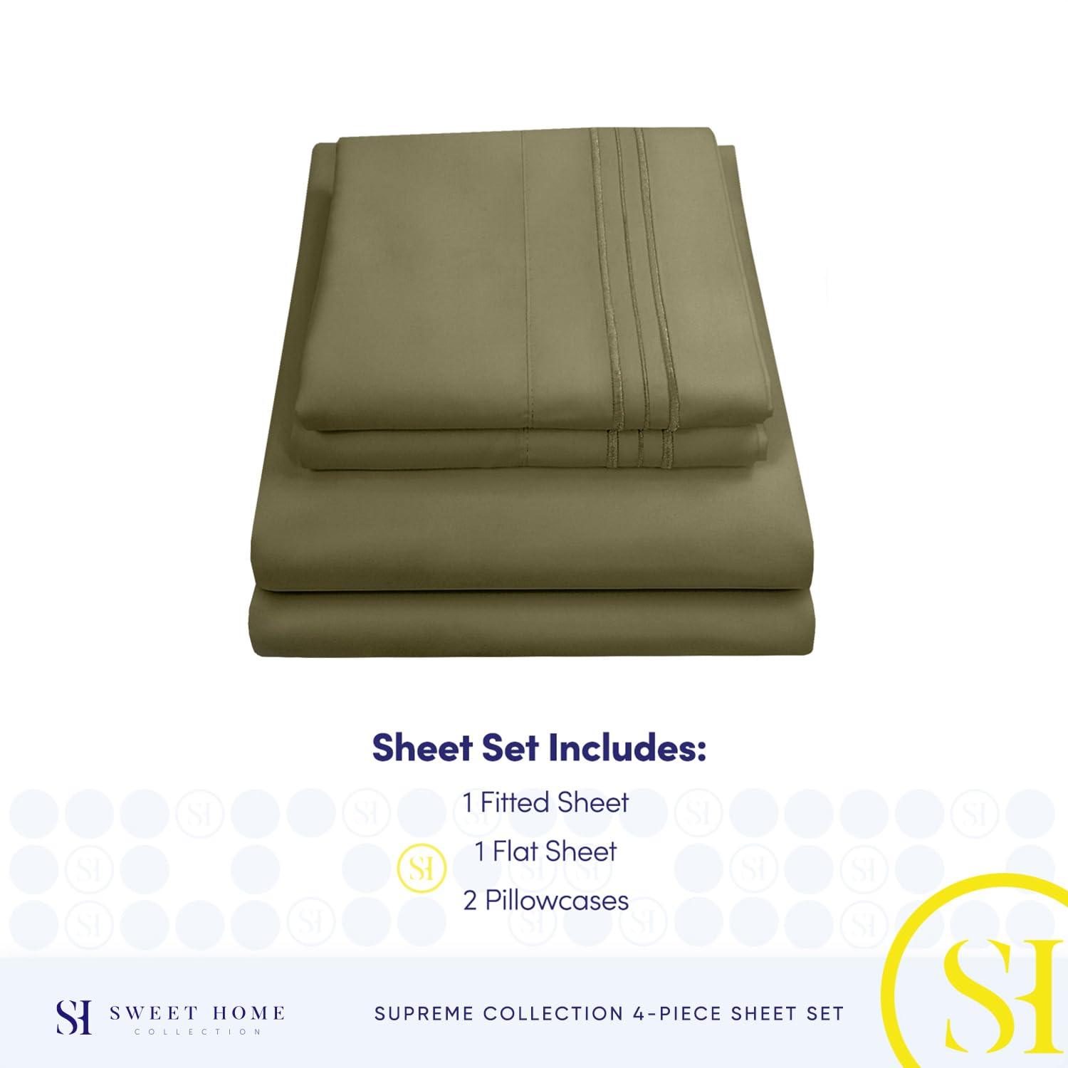 Foto 5 pulgar | Sábanas Sweet Home Collection King Size Olive 1800tc - Venta Internacional.