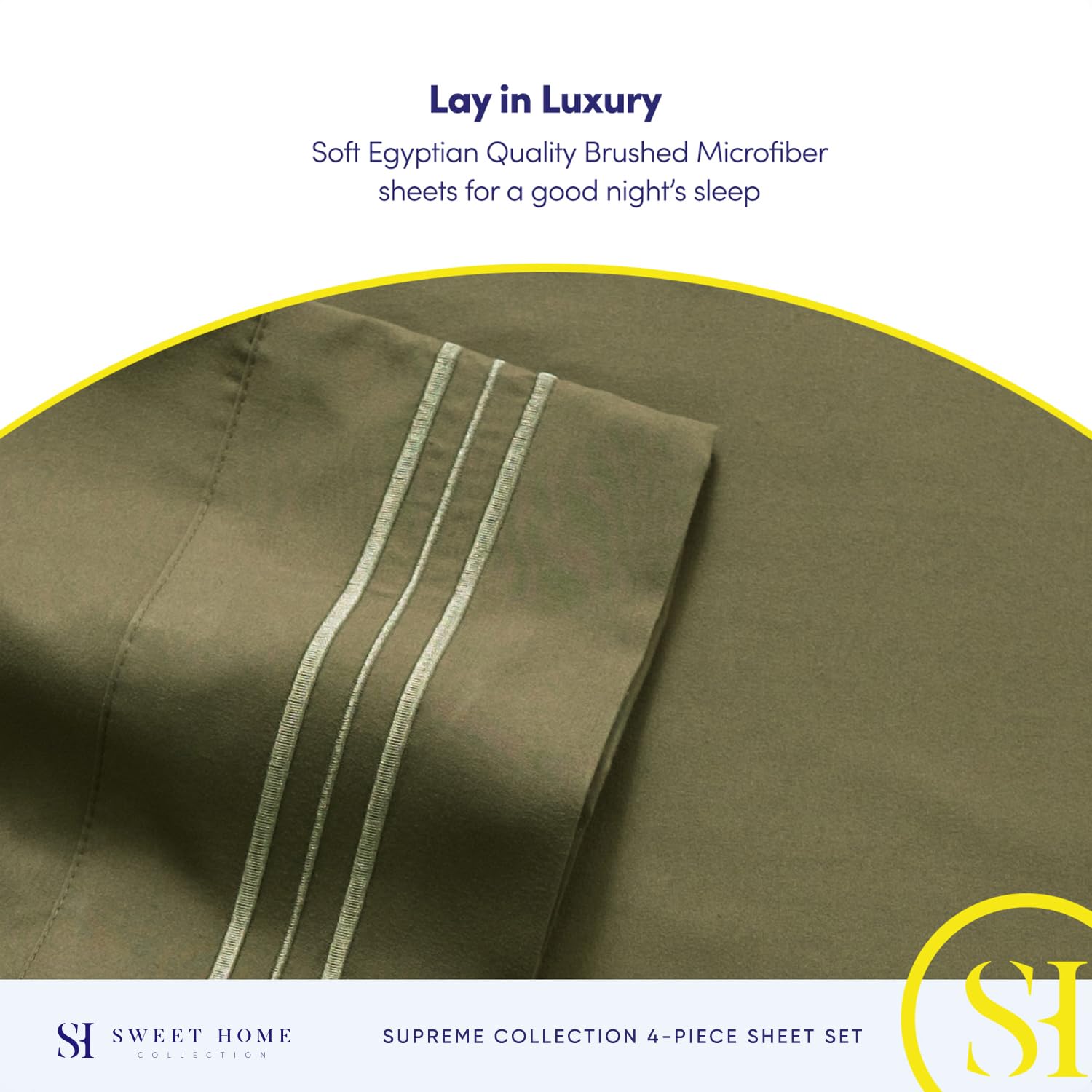 Foto 7 pulgar | Sábanas Sweet Home Collection King Size Olive 1800tc - Venta Internacional.