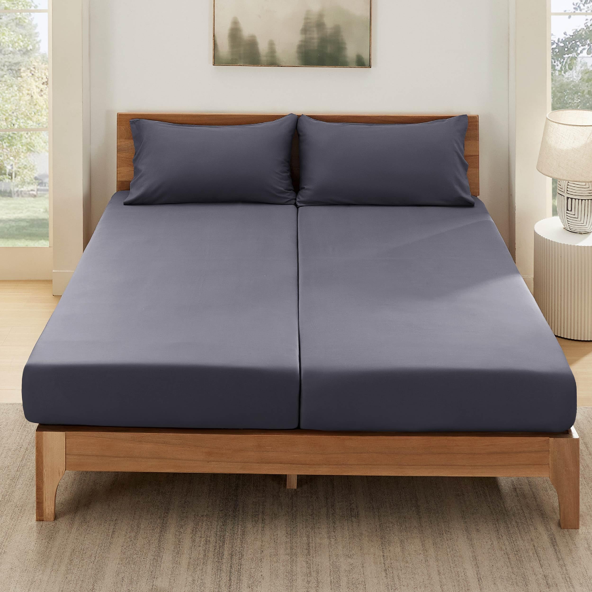 Foto 4 | Juego De Sábanas Bedsure Split King Derivado Del Rayón, Bambú, Gris Oscuro - Venta Internacional.
