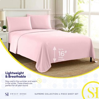 Foto 3 | Juego De Sábanas Sweet Home Collection 1800 Supreme Twin, Color Rosa Pálido - Venta Internacional.