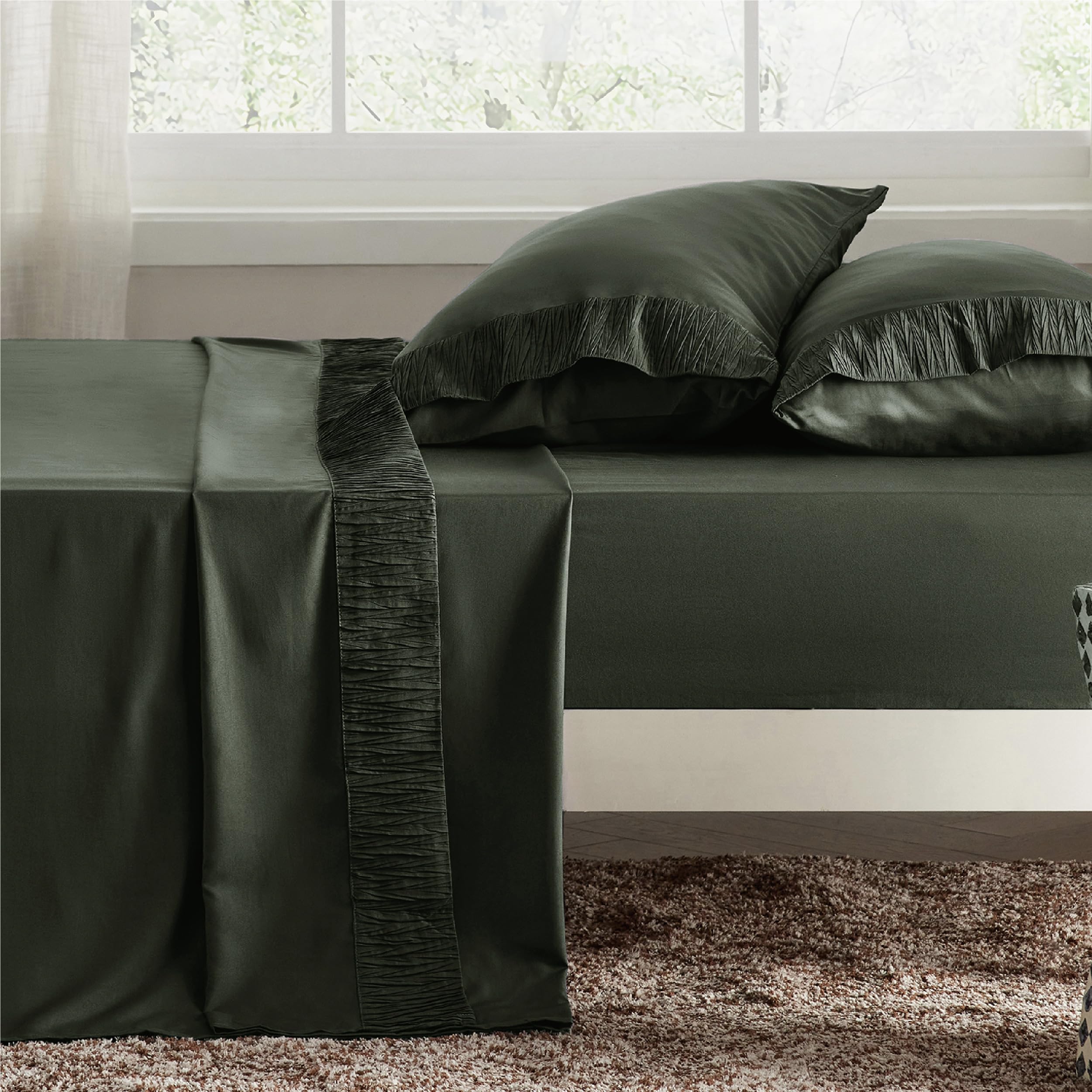 Foto 2 | Juego de Sábanas Bedsure Queen Size 4 Piezas Verde Oliva - Venta Internacional