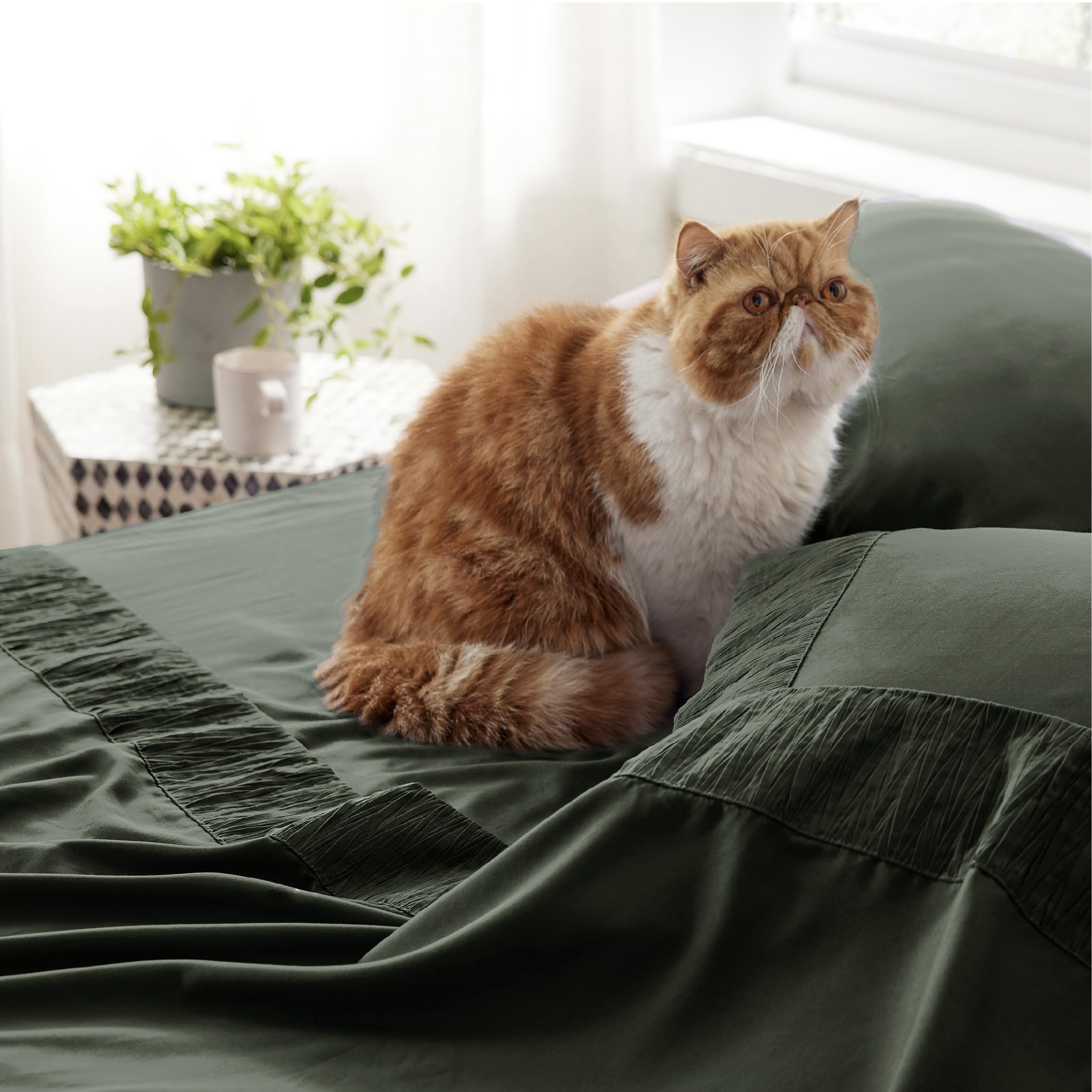 Foto 4 | Juego de Sábanas Bedsure Queen Size 4 Piezas Verde Oliva - Venta Internacional