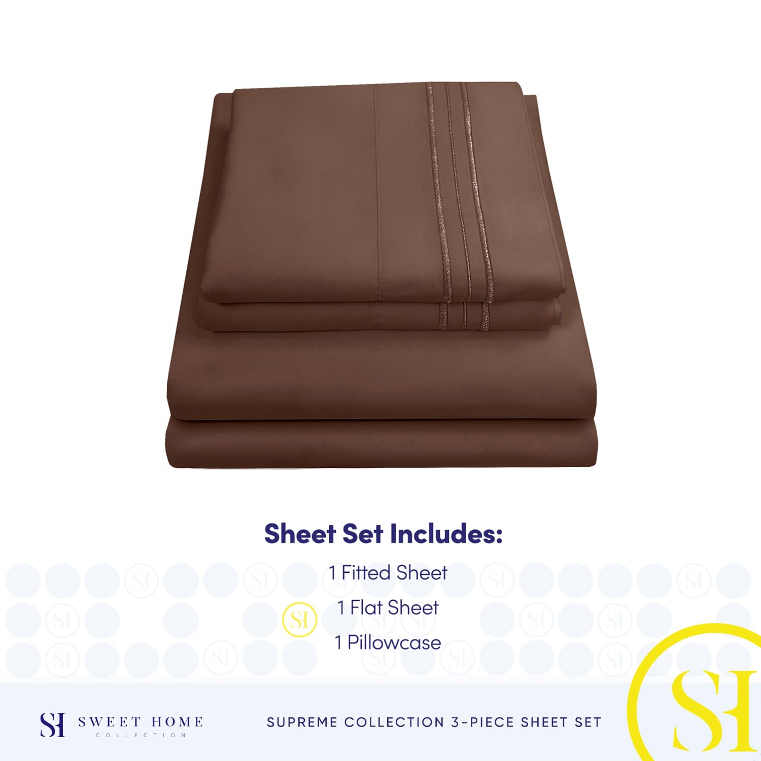 Foto 5 pulgar | Sábanas Dobles Sweet Home Collection 1800 Supreme Brown - Venta Internacional.